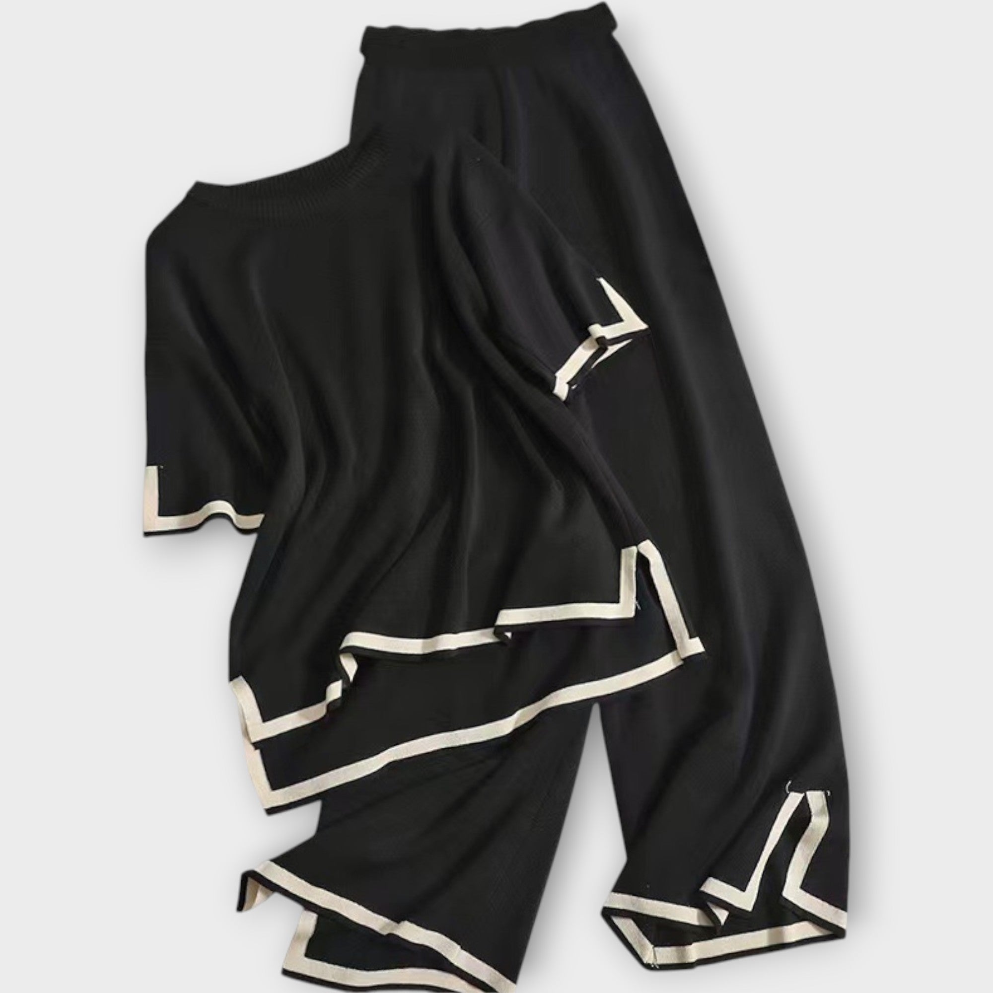 Elegantní Pletený Set S Krátkými Rukávy Volným Střihem