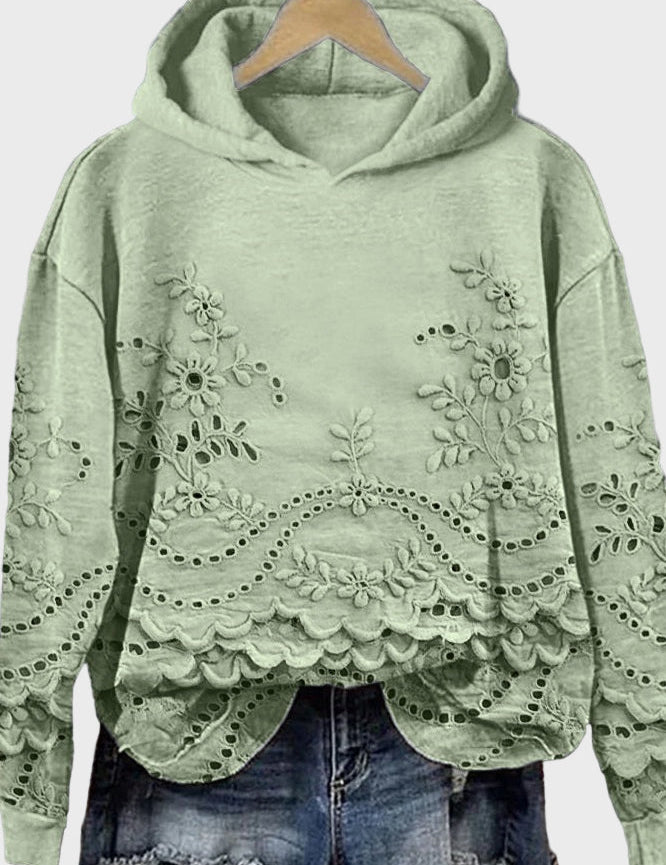 Mikina S Kapucí A Krajkou V Odstínu Zelené Louky Pro Ženy