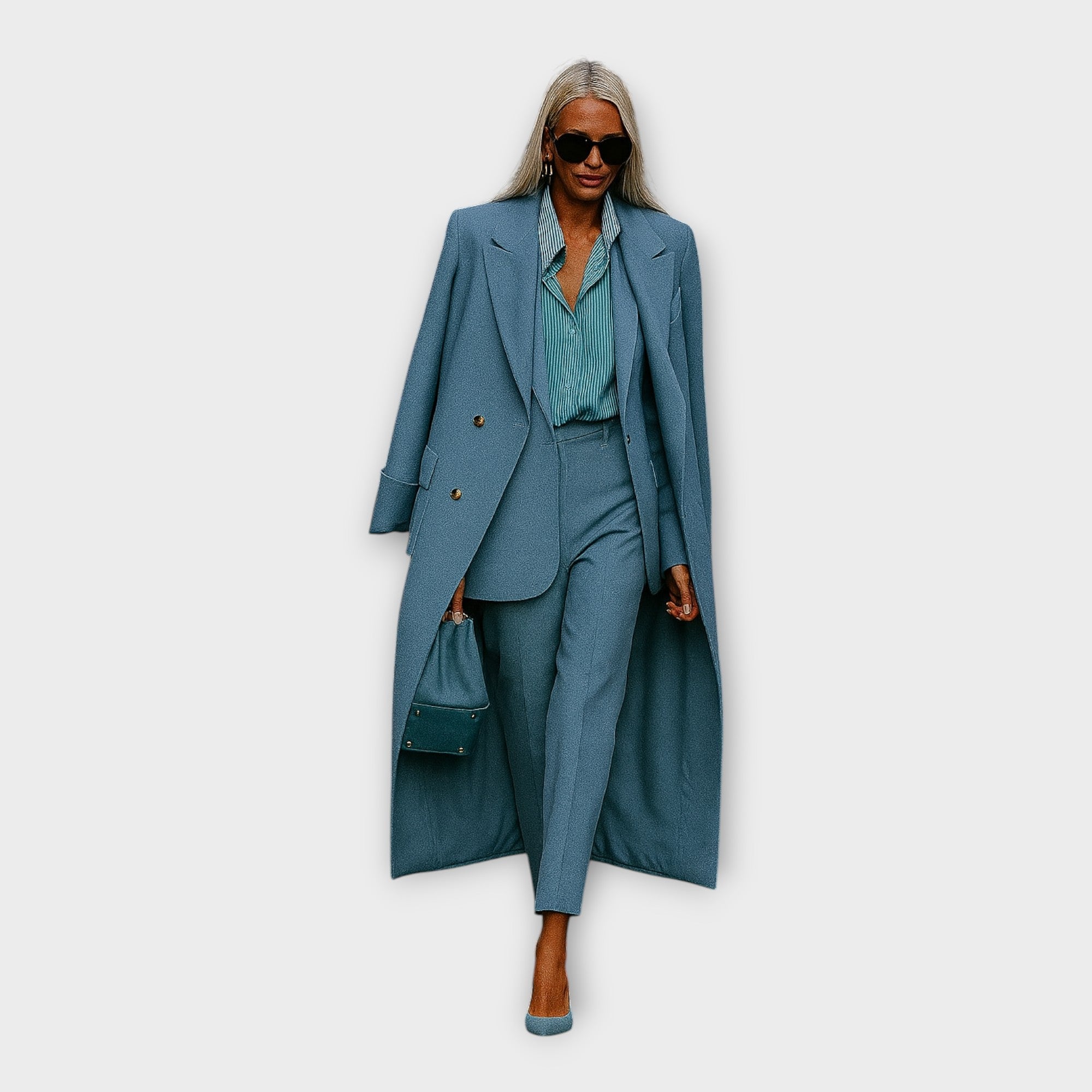 Elegantní Set Kalhotami Kabátem V Minimalistickém Střihu