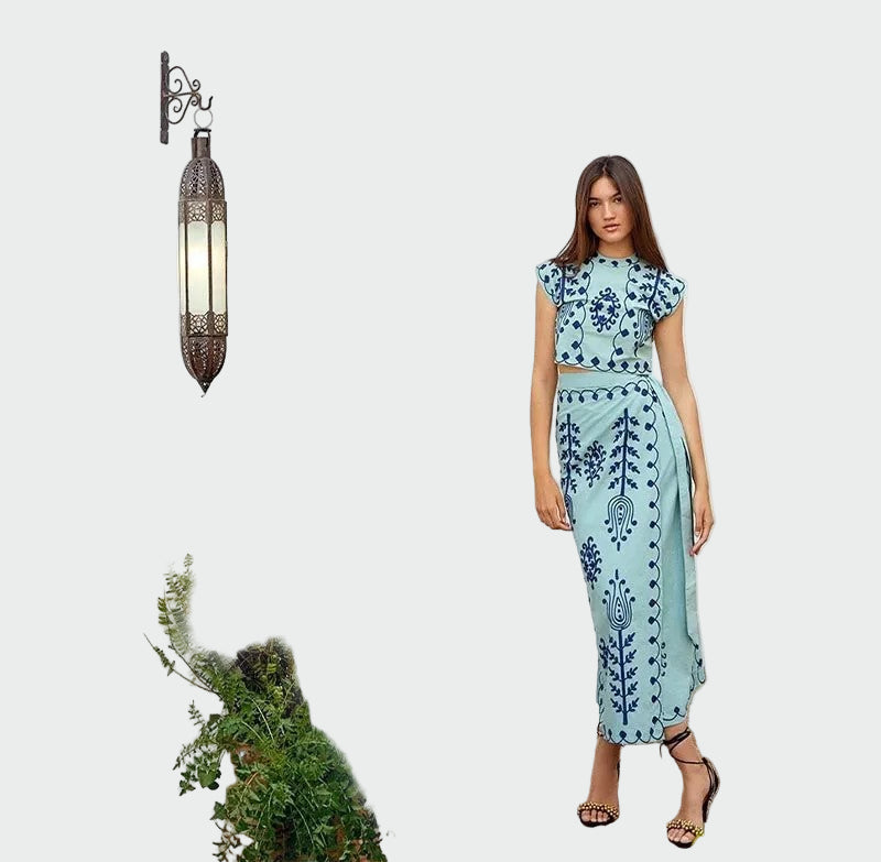 Elegantní Dvoudílný Set Se Vzory Lehká Příjemná Látka
