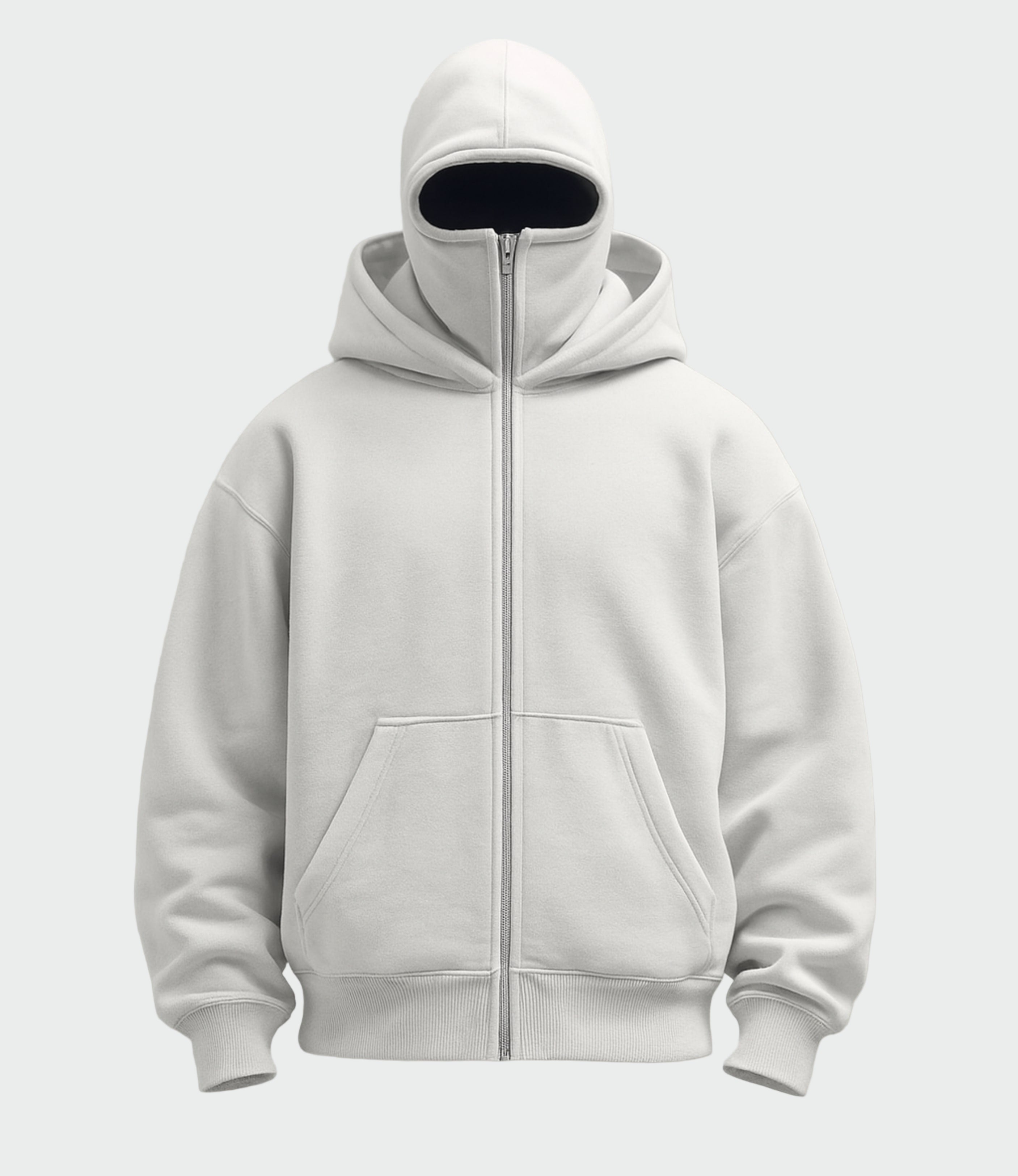 Černá Unisex Mikina S Kapucí Oversized Zip Městský Streetwear
