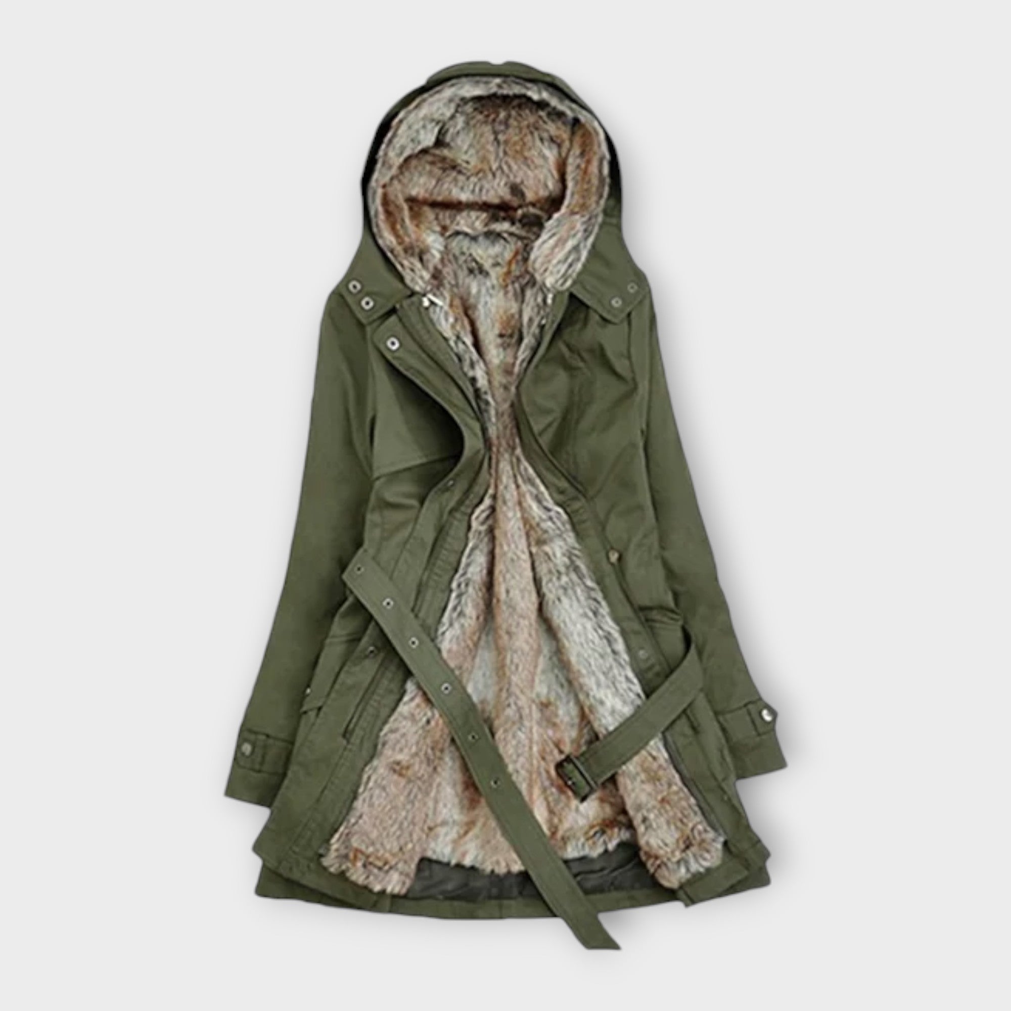 Mikash Vlněný Kabát S Florální Podšívkou Pro Zimní Dny