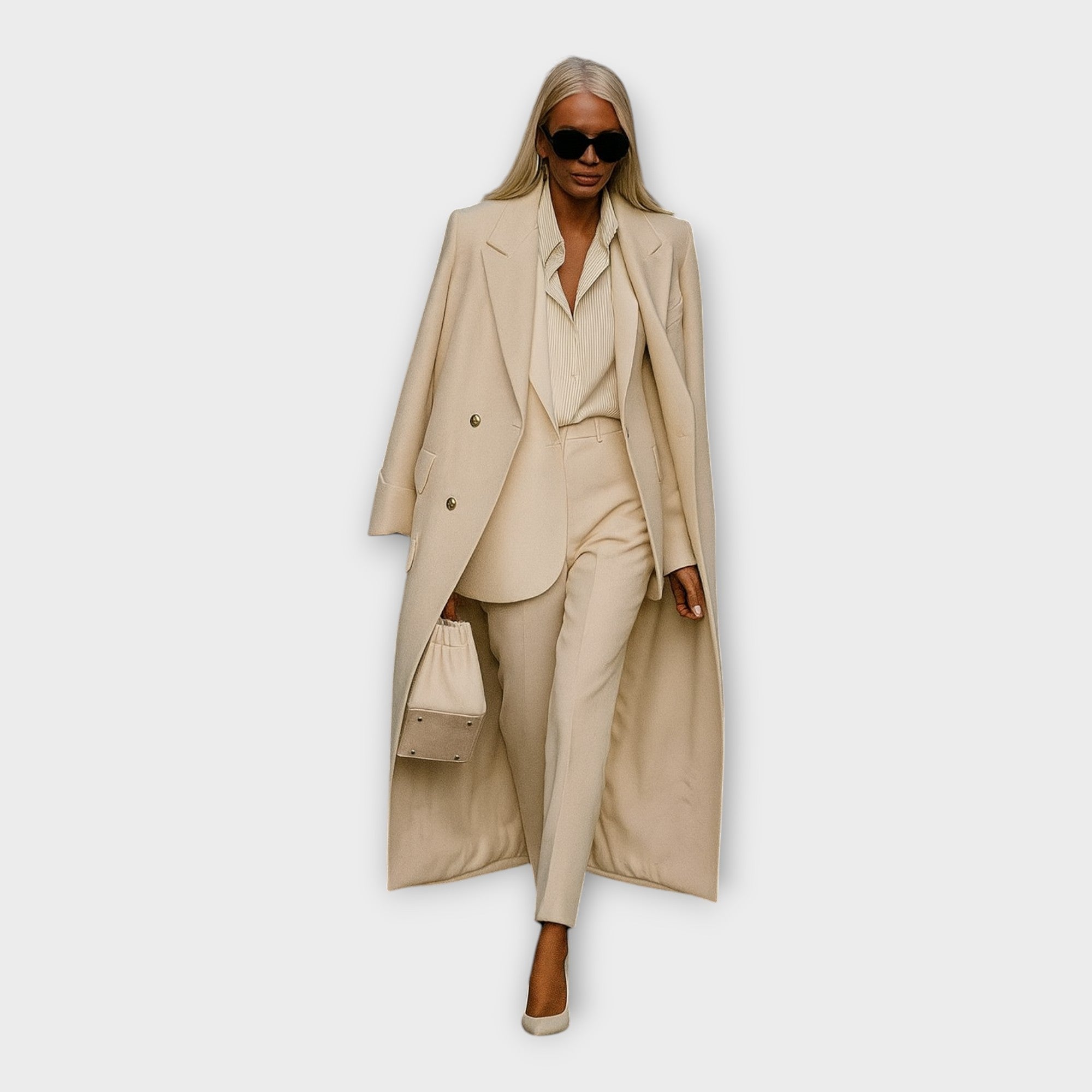 Elegantní Set Kalhotami Kabátem V Minimalistickém Střihu