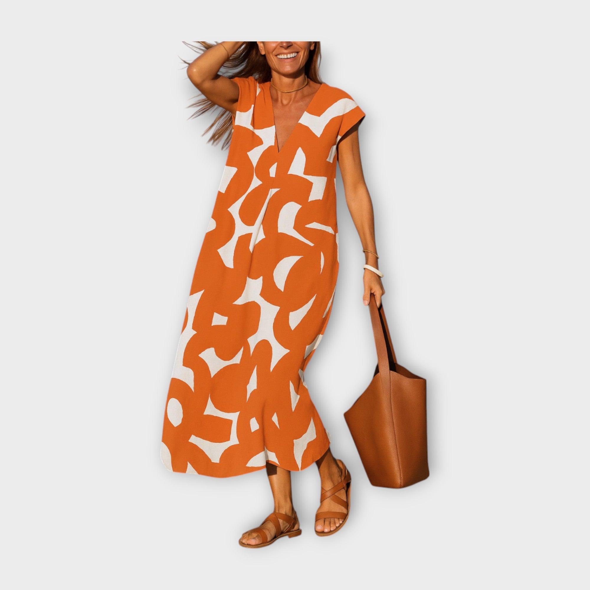 Dlouhé Šaty S Uměleckým Abstraktním Vzorem Letní Pohodou