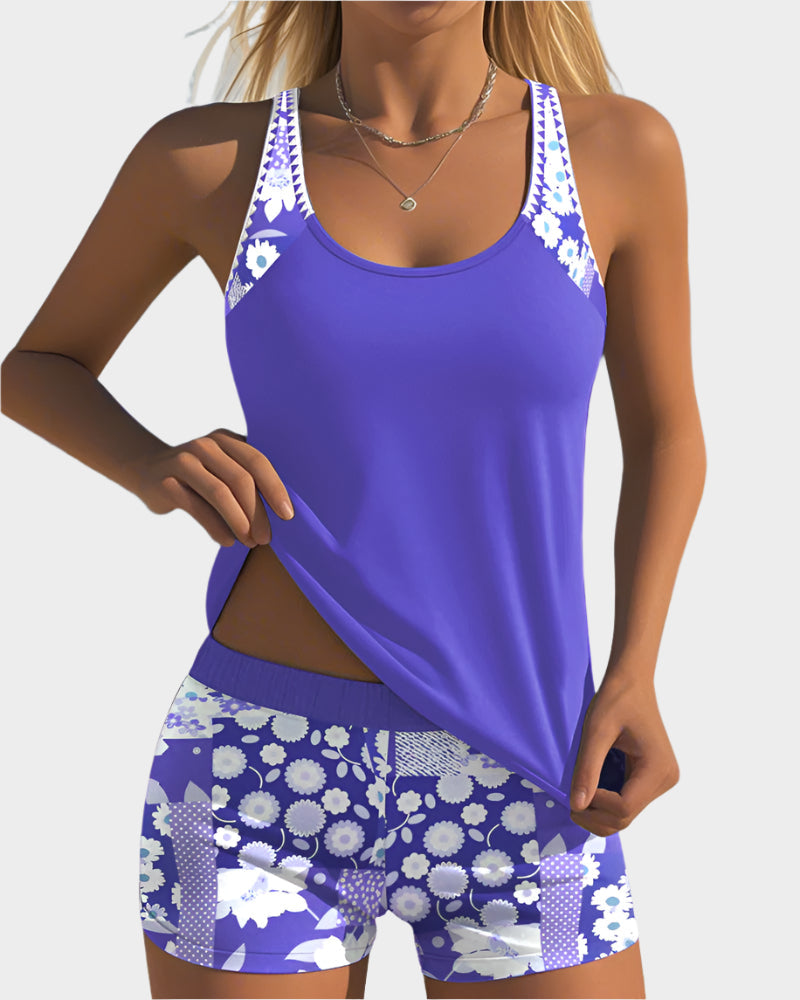 Dvoudílné Plavky S Květinovým Vzorem Růžové Barvy Letní