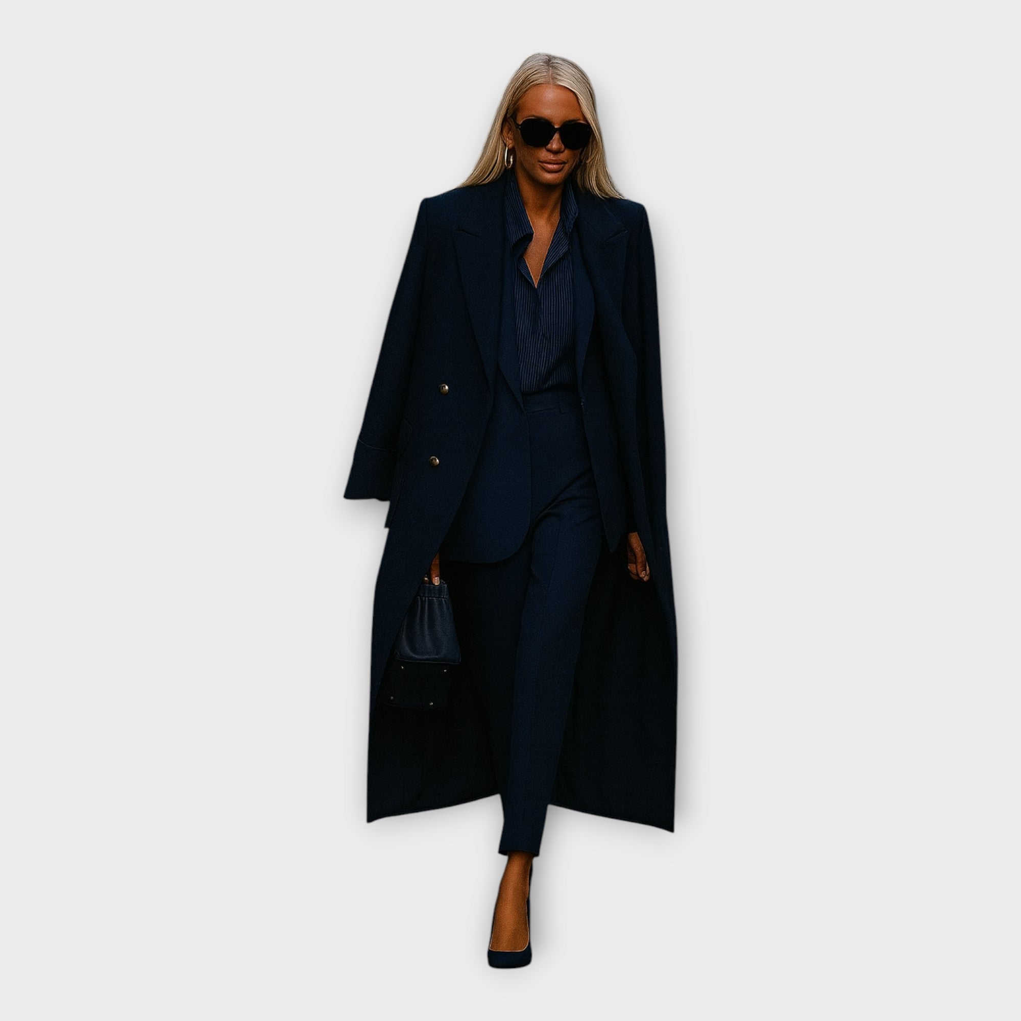 Elegantní Set Kalhotami Kabátem V Minimalistickém Střihu