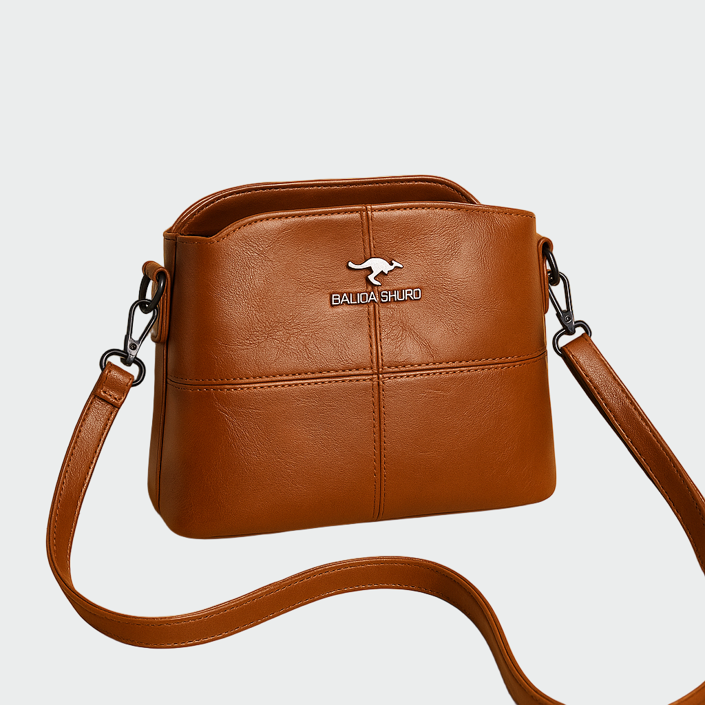 Černá Kožená Crossbody Kabelka S Minimalistickým Designem