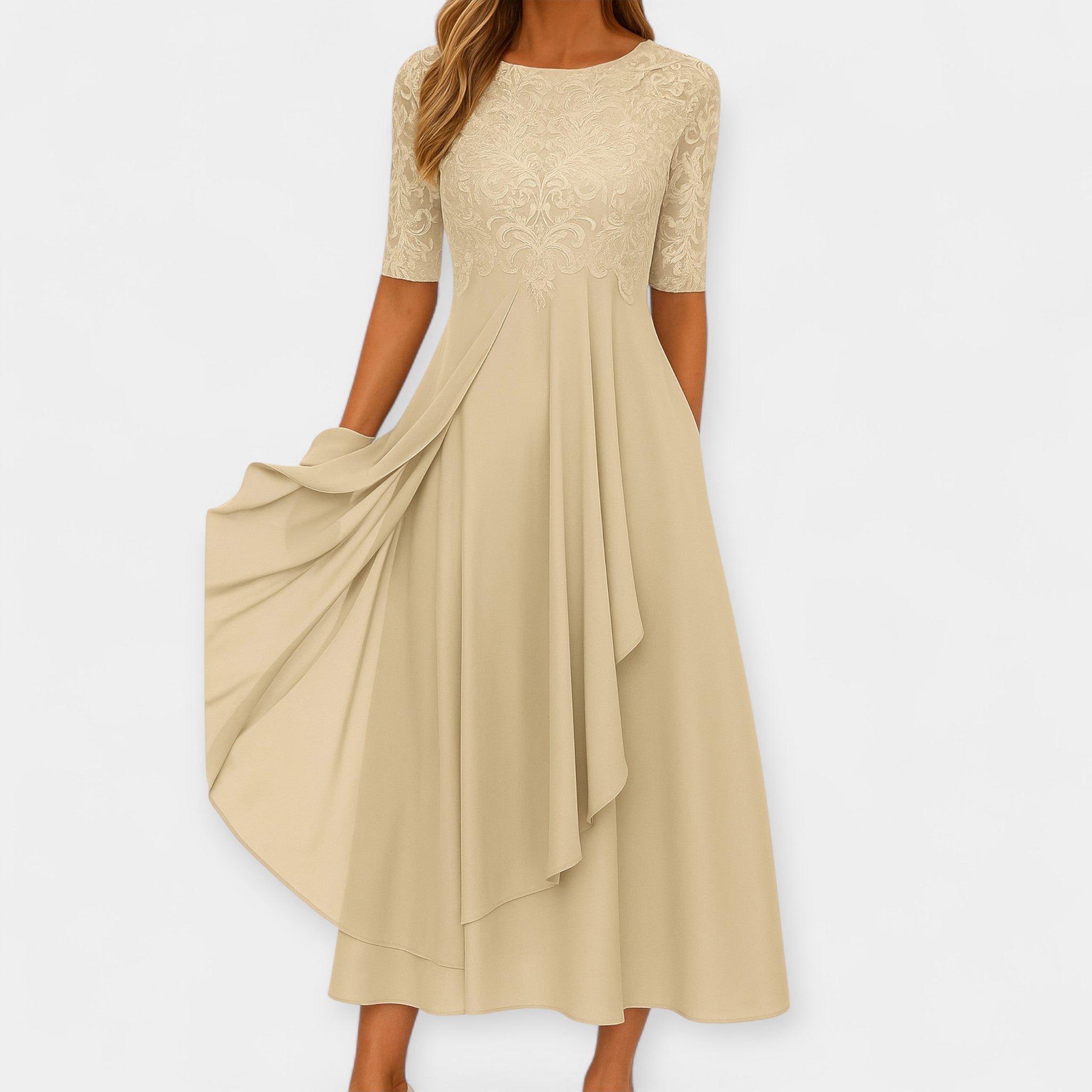 Elegantní Midi Šaty Diskrétní Sofistikovaný Vzhled Pohodlí
