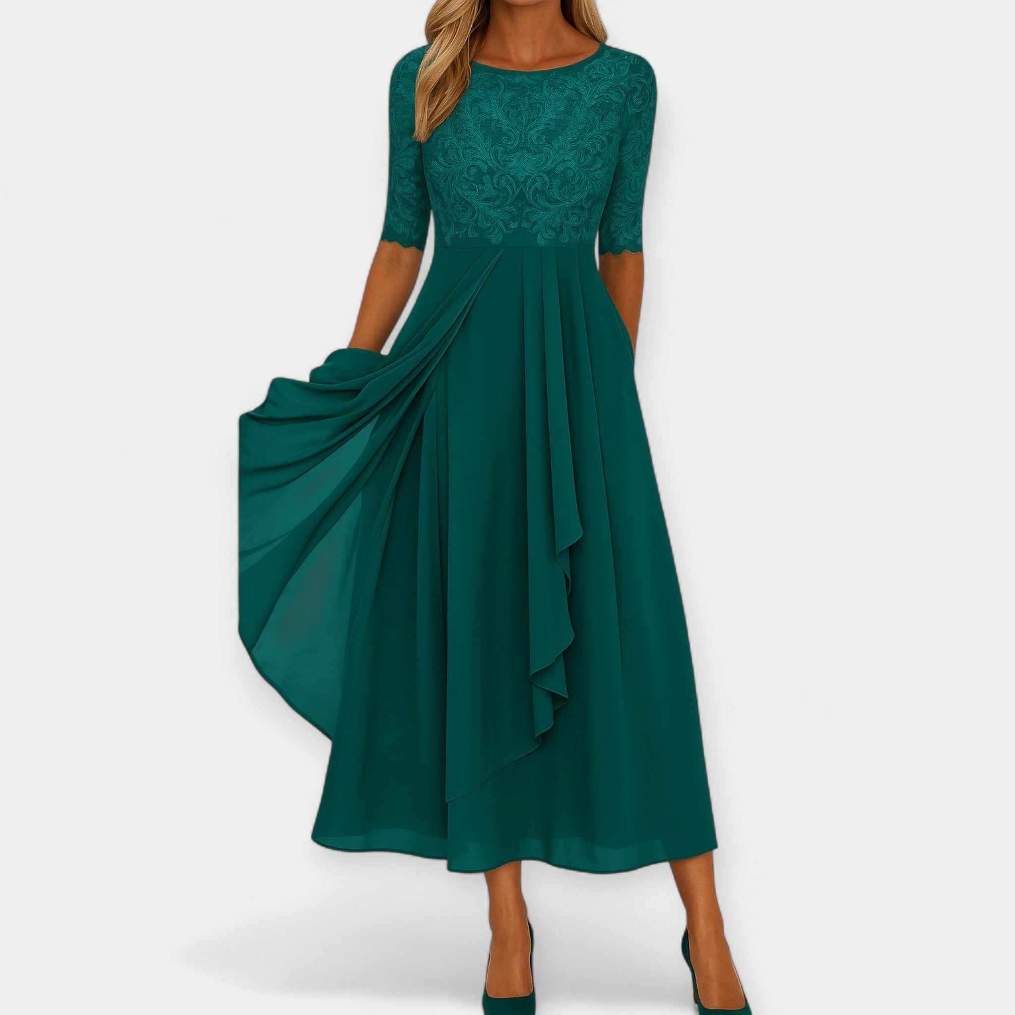 Elegantní Midi Šaty Diskrétní Sofistikovaný Vzhled Pohodlí