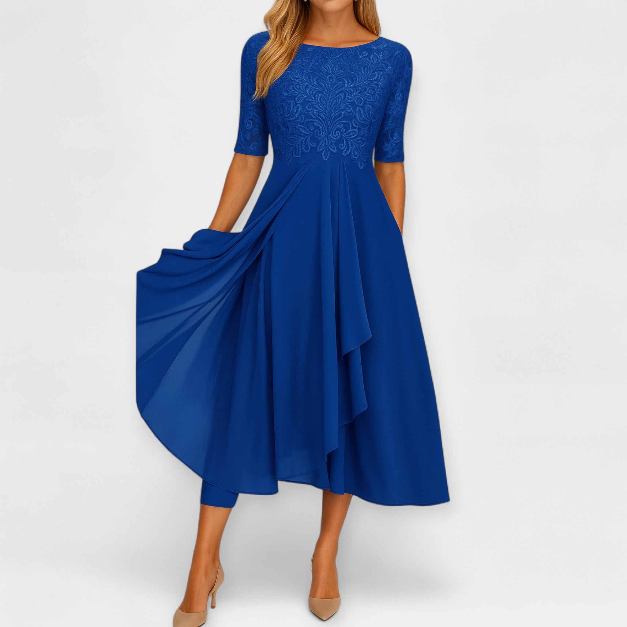 Elegantní Midi Šaty Diskrétní Sofistikovaný Vzhled Pohodlí