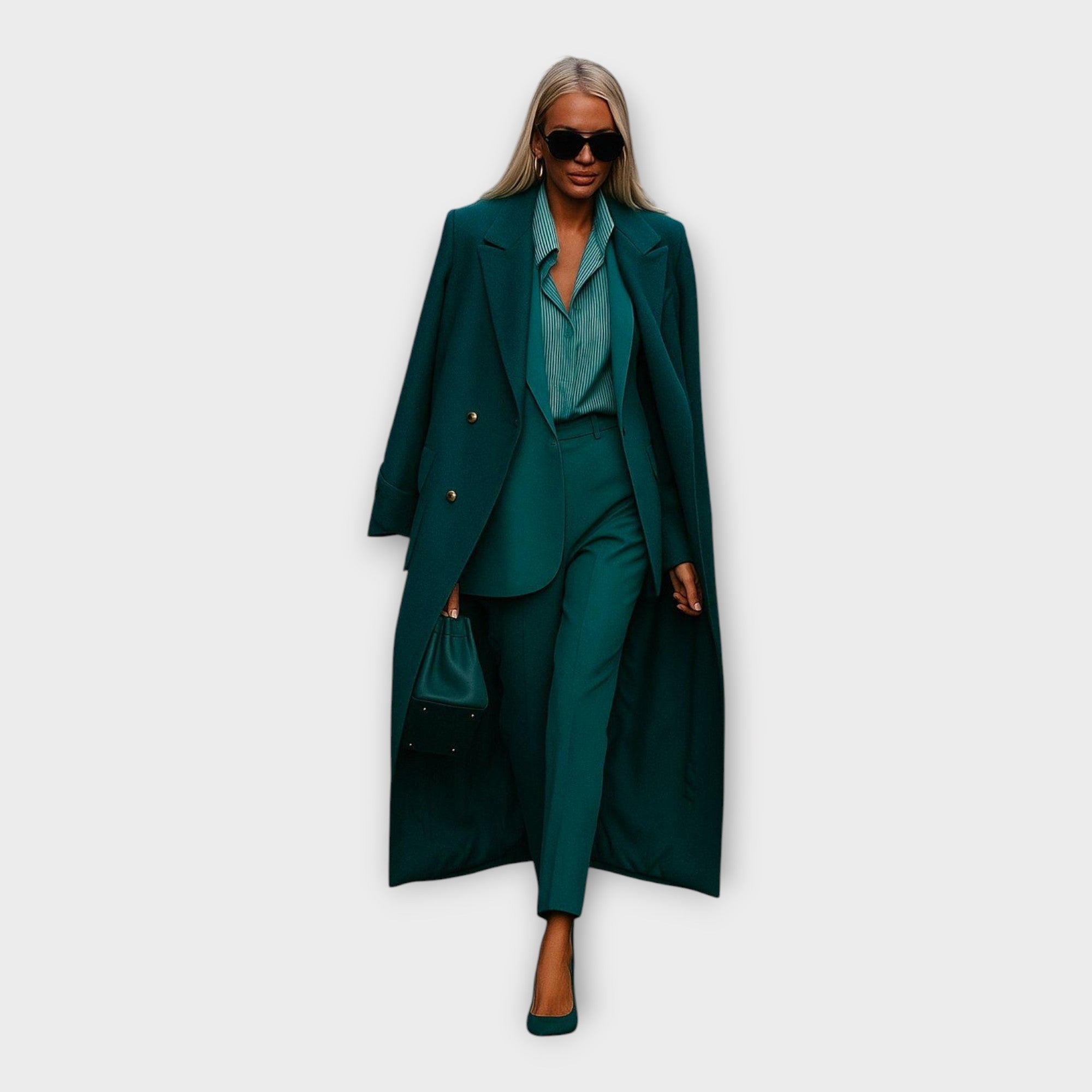 Elegantní Set Kalhotami Kabátem V Minimalistickém Střihu