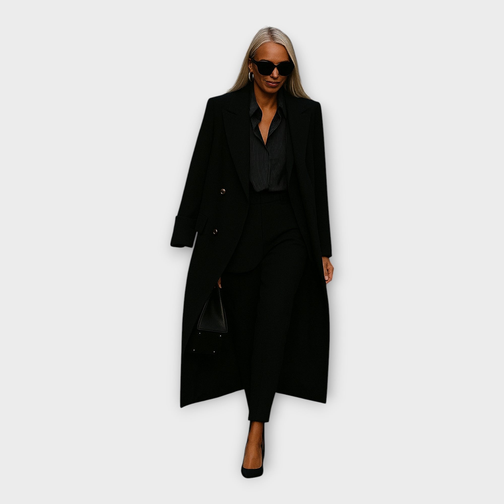 Elegantní Set Kalhotami Kabátem V Minimalistickém Střihu