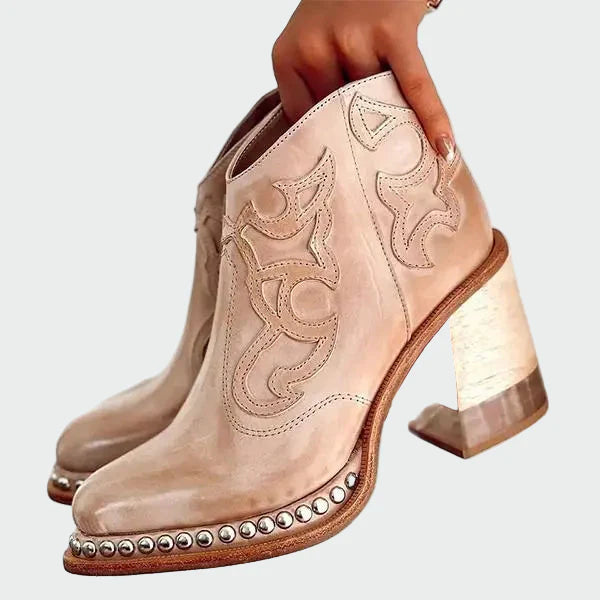 Vyšívané Kožené Boty Western Stylu Pro Dámy S Dekorem