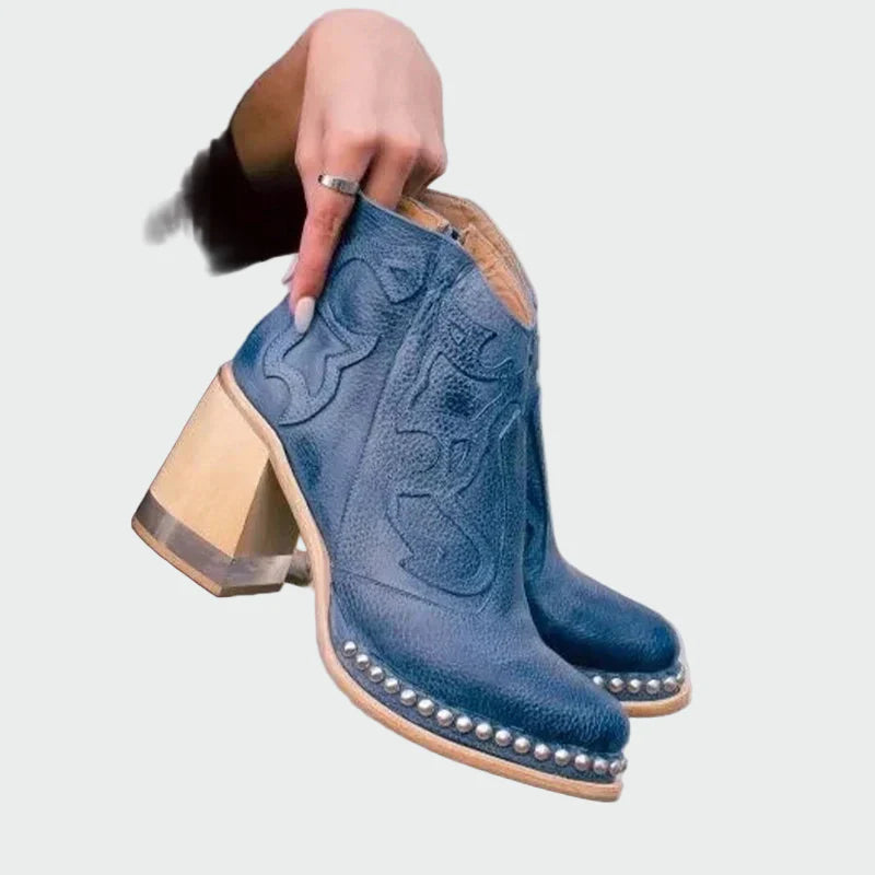 Vyšívané Kožené Boty Western Stylu Pro Dámy S Dekorem