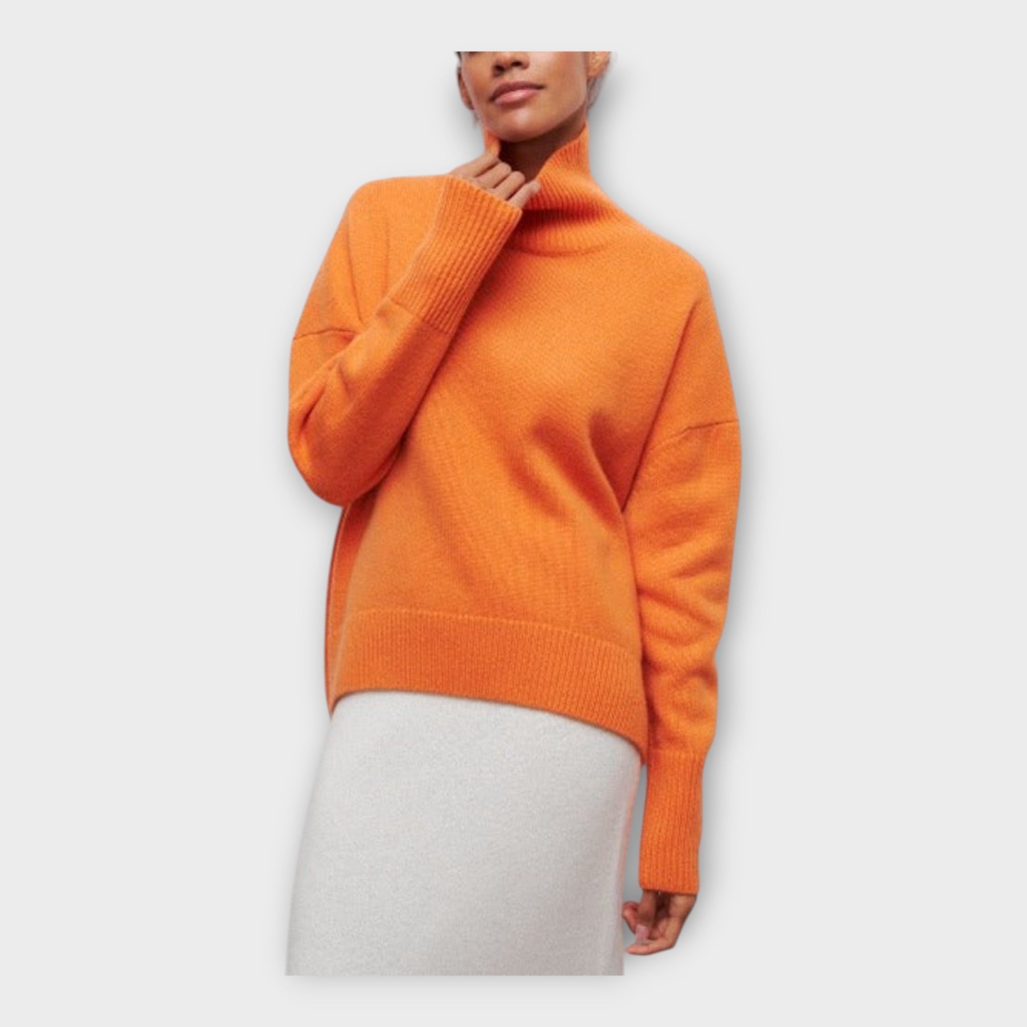 Pletený Svetr S Vysokým Límcem Elegantní Den Pro Každý Den