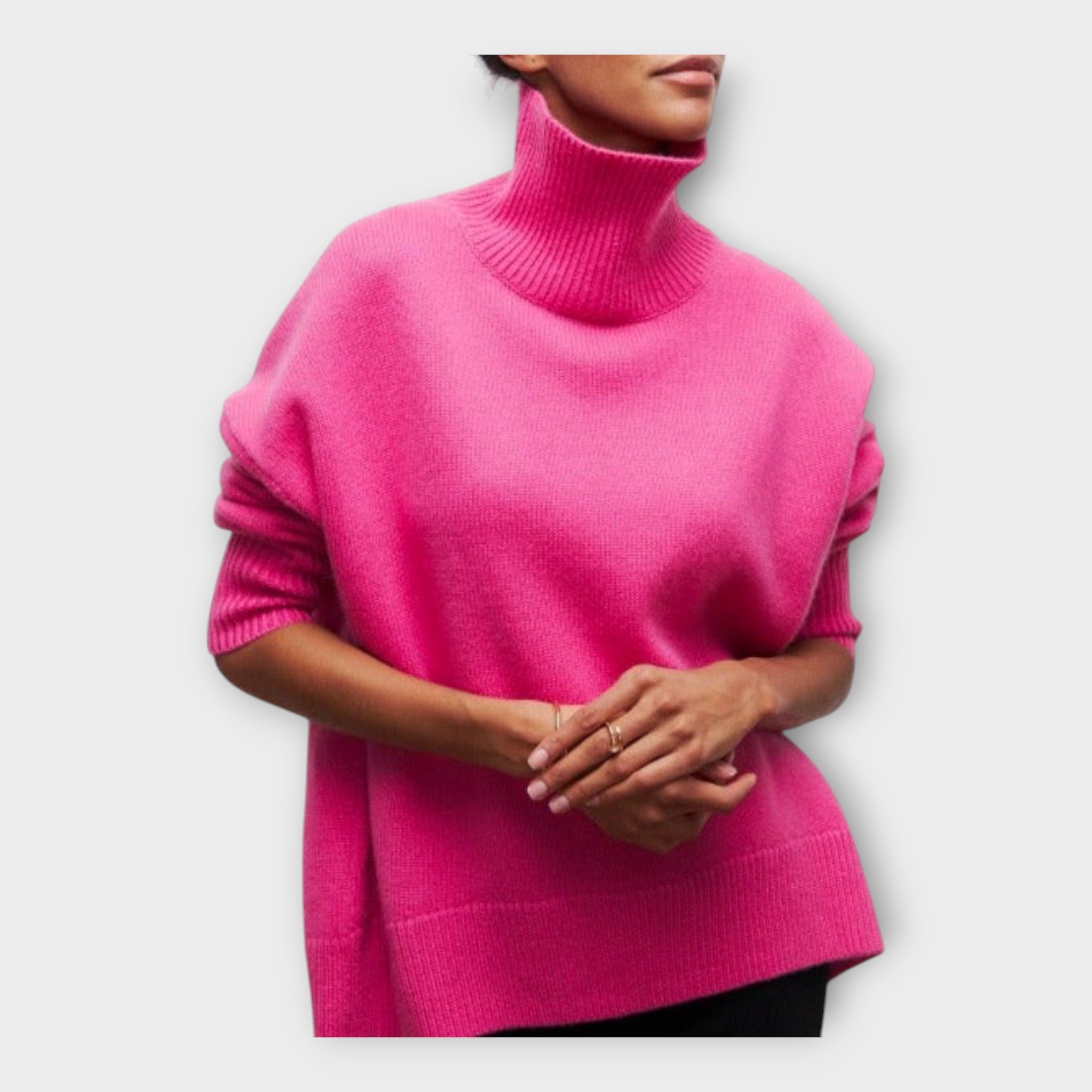 Pletený Svetr S Vysokým Límcem Elegantní Den Pro Každý Den