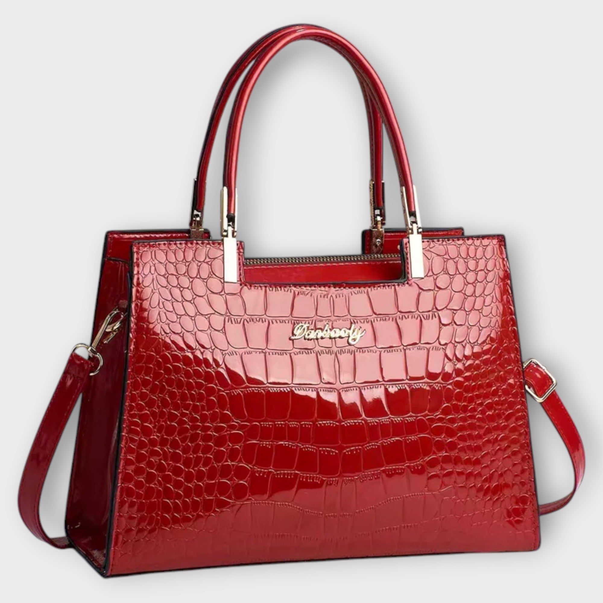 Zářivá Ručně Šitá Kabelka Croco Elegantní Každodenní Nošení