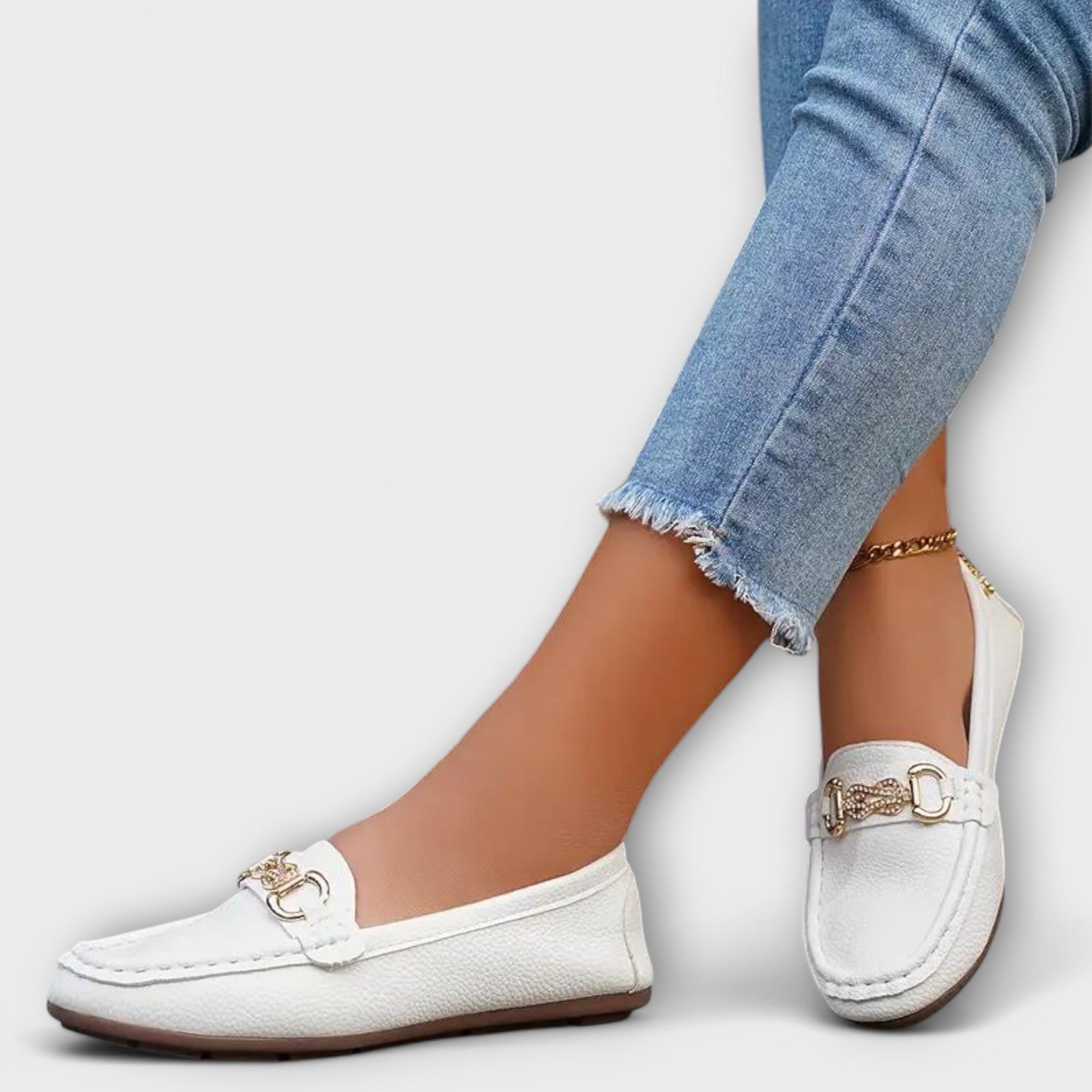 Christina Dámské Kožené Loafers Slip On Denní Komfort