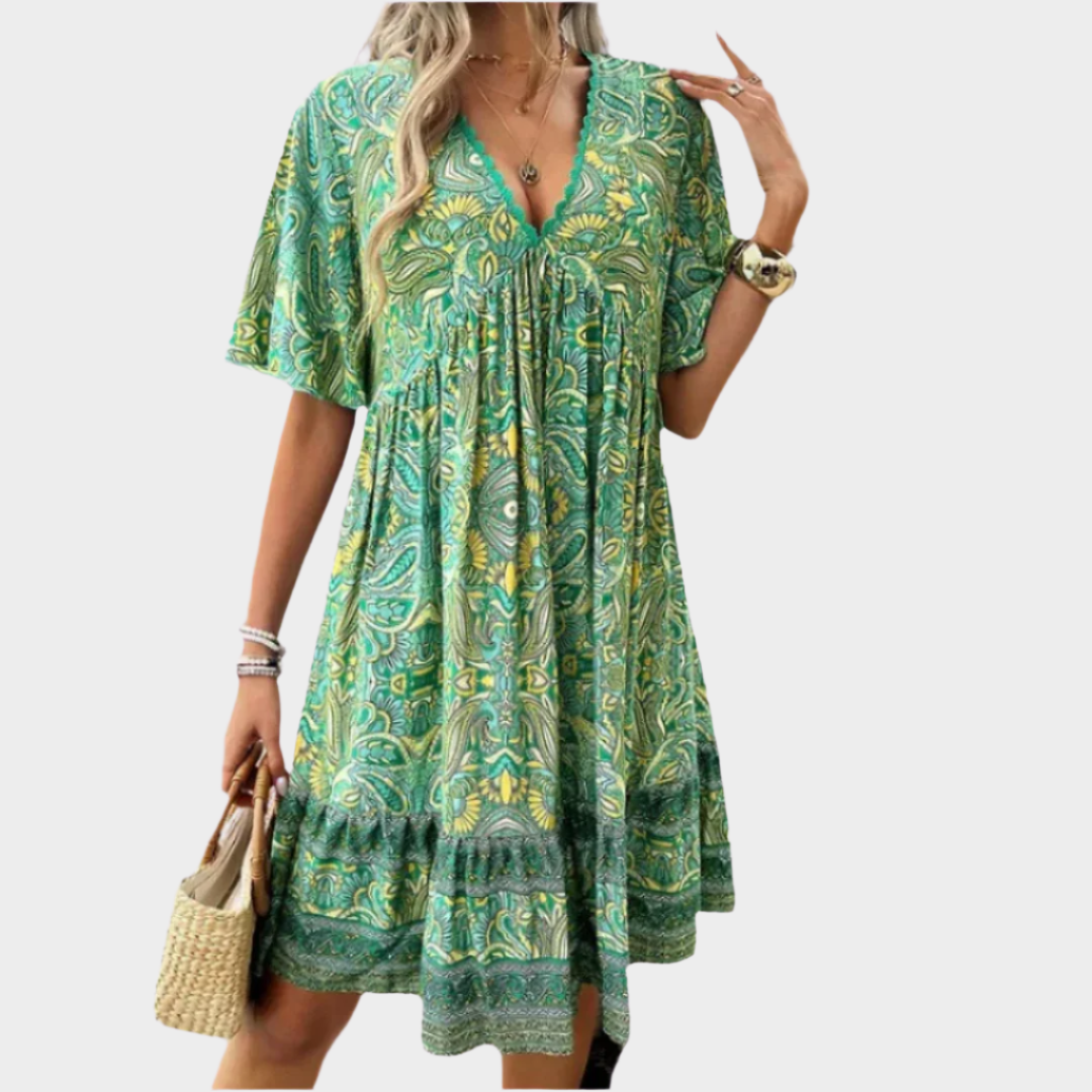 Mini Šaty Paisley Boho Letní Lehký Střih Pohodlí Styl