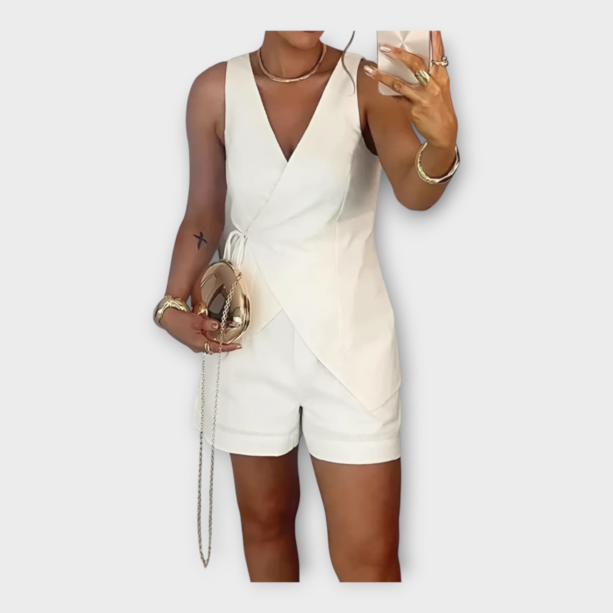 Luxusní Saténové Šortky Se Překříženým Topem Letní Set