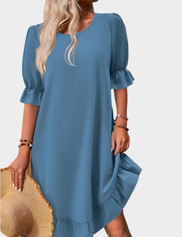 Retro Midi Šaty s Pohodlnými Rukávy Letní Elegance