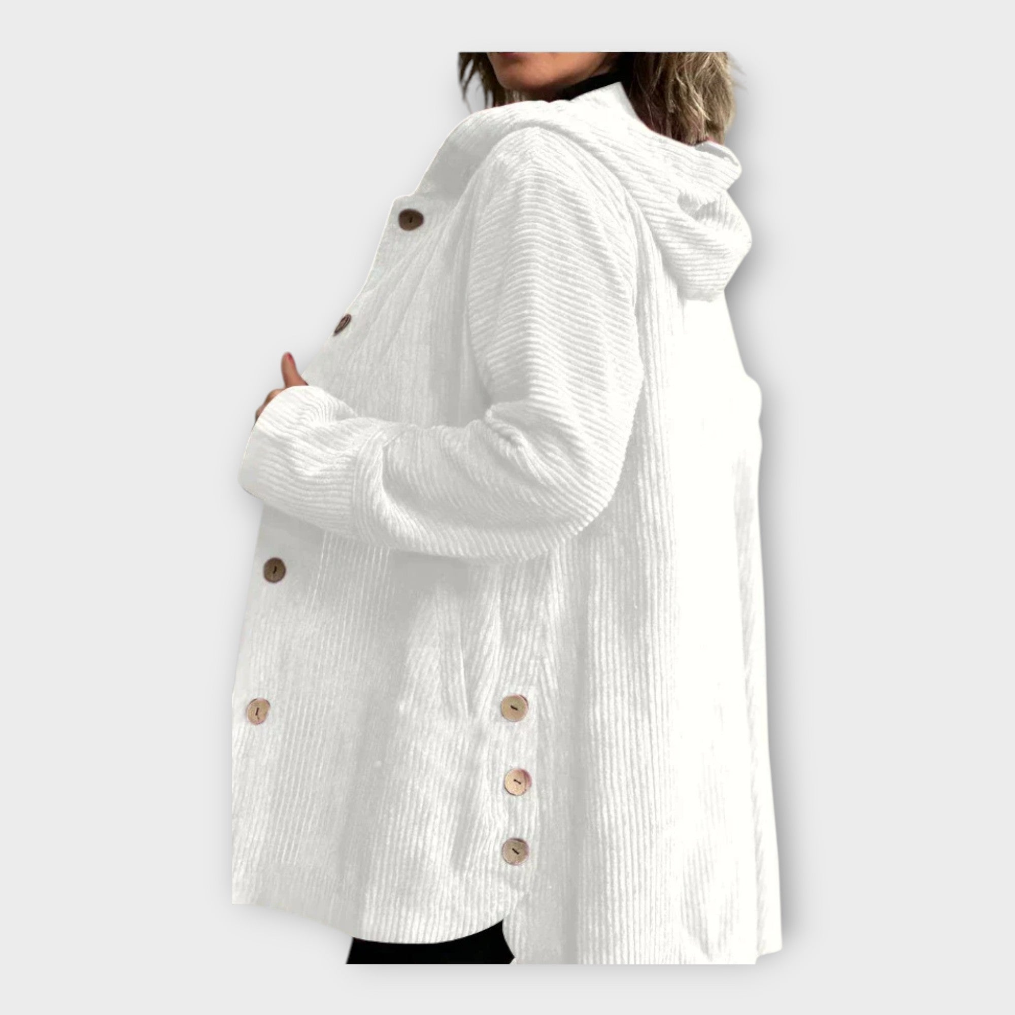 Dlouhý Kabát s Kapucí Každodenní Módní Vzhled Elegantní