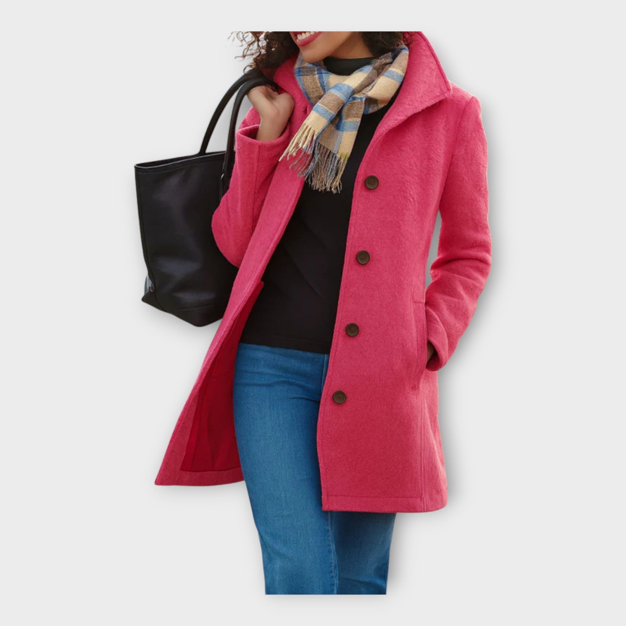 Elegantní Vlněný Kabát s Knoflíky Pro Každý Styl