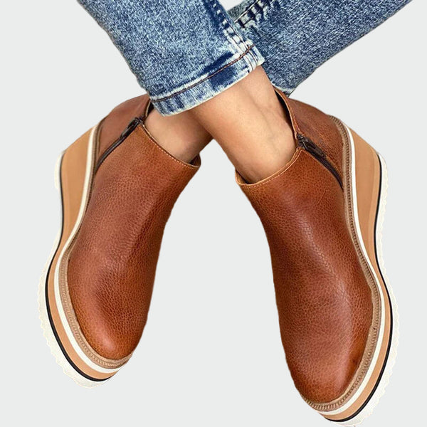 Dámské Kotníkové Boty Inkas S Platformou Kamelová Semiš