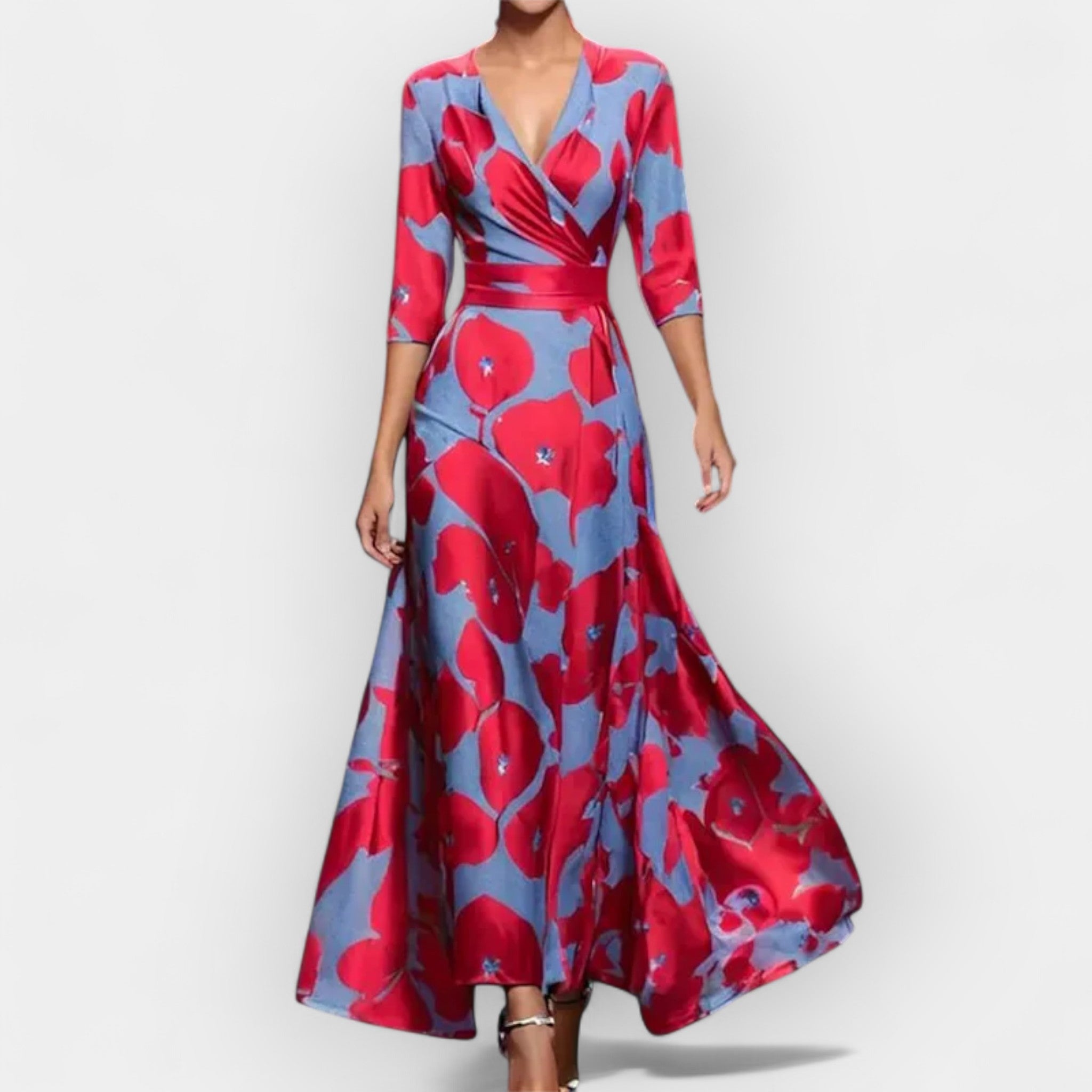 Florální Maxi Šaty Elegantní Aline Střih Prodyšné Pohodlné