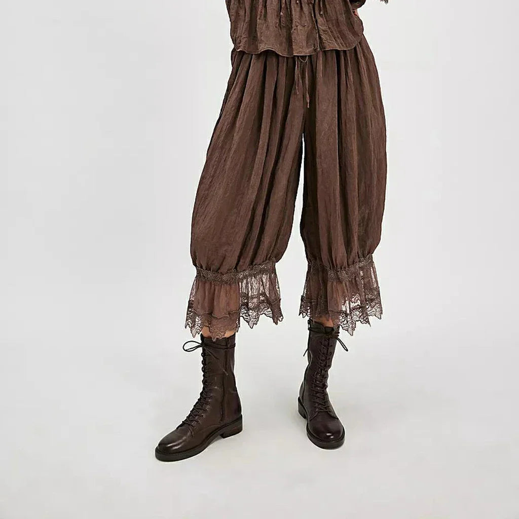 Boho Kalhoty S Krajkou Elegantní Volný Střih Dámské