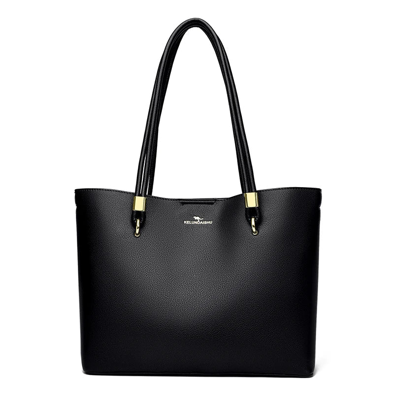 Nadčasová Elegantní Tote Taška Ženy Černá Syntetická Kůže