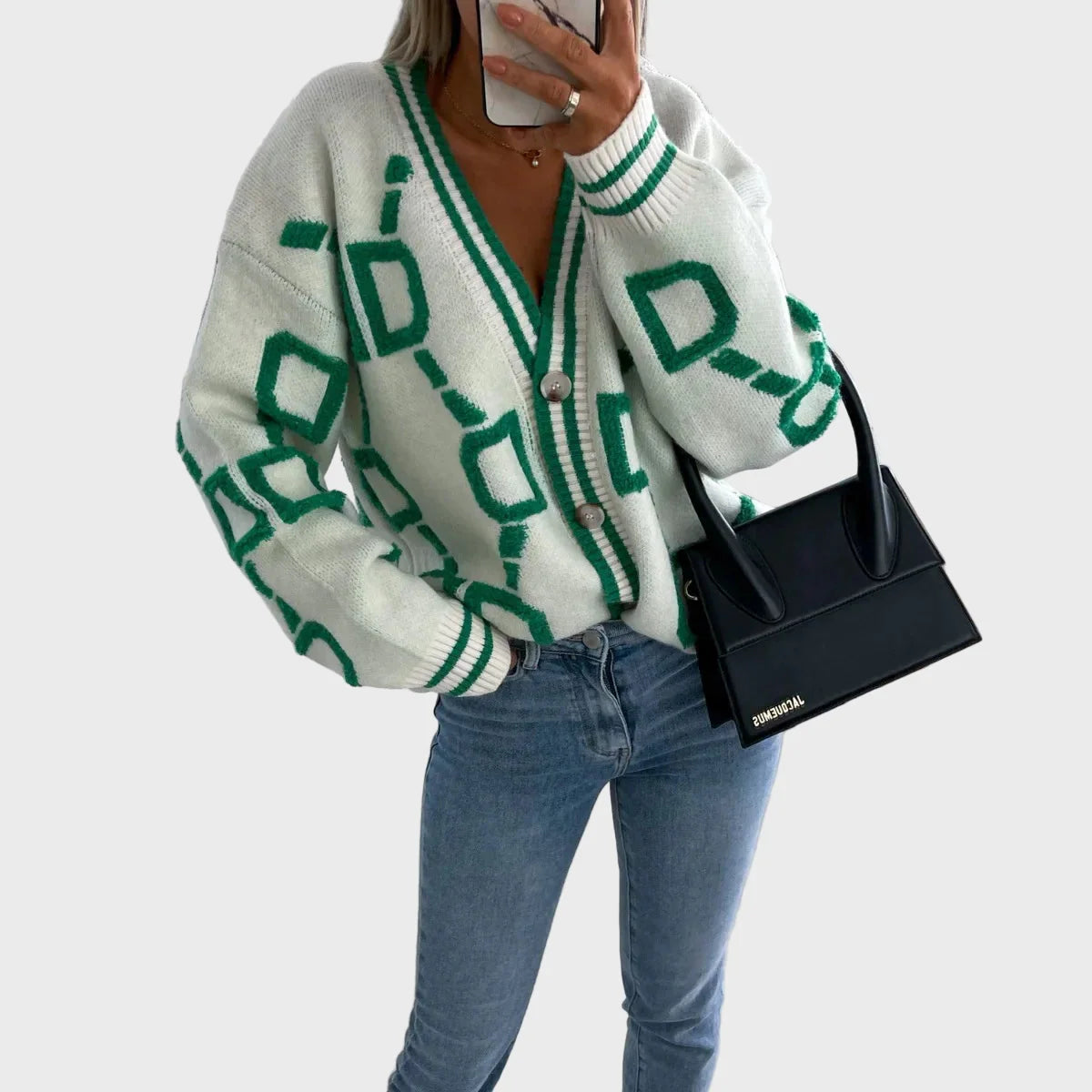 Moderní Pletené Vesty S Geometrickým Vzorem Pro Outfit