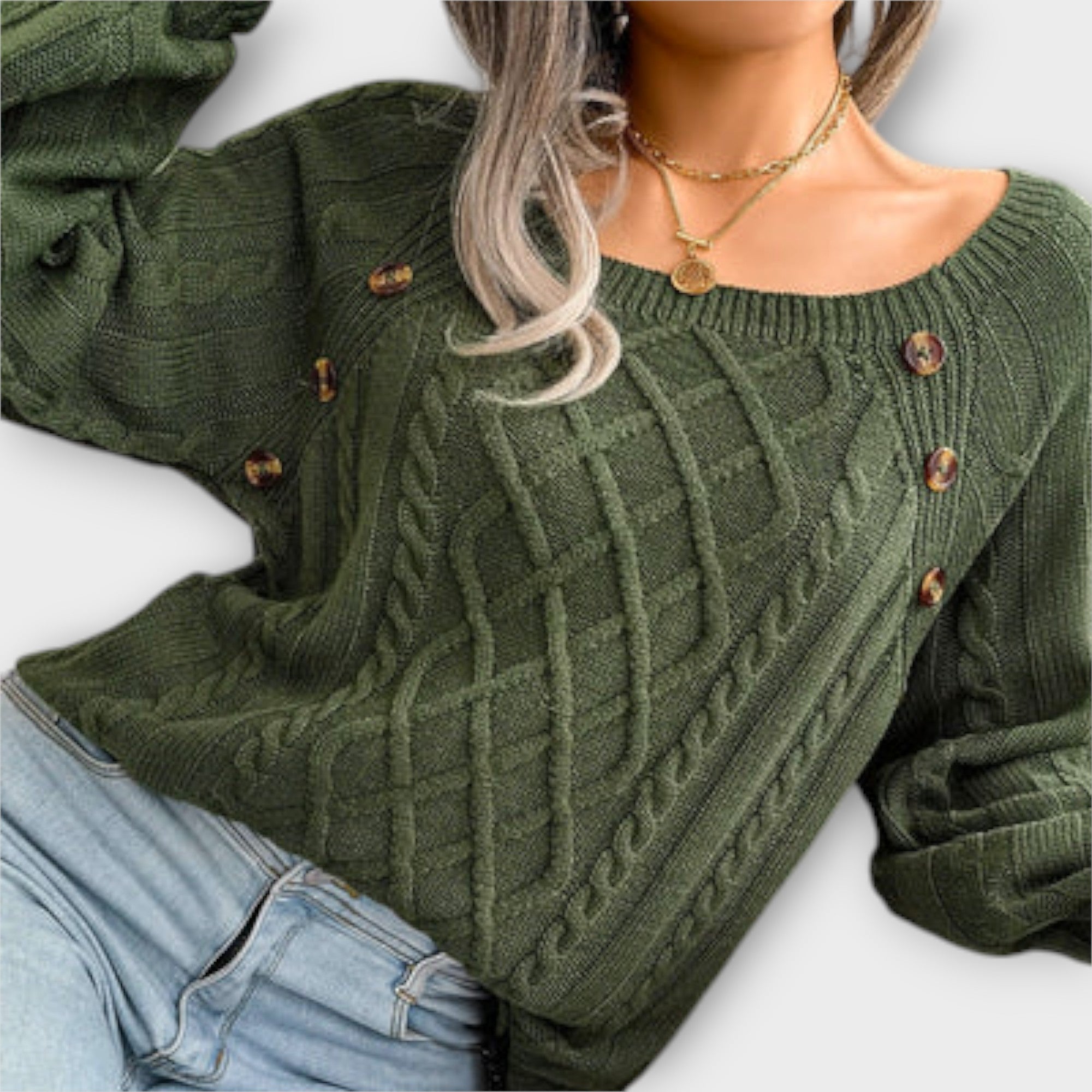 Malia Pletený Svetr S Knoflíky Elegantní Střih Pohodlí