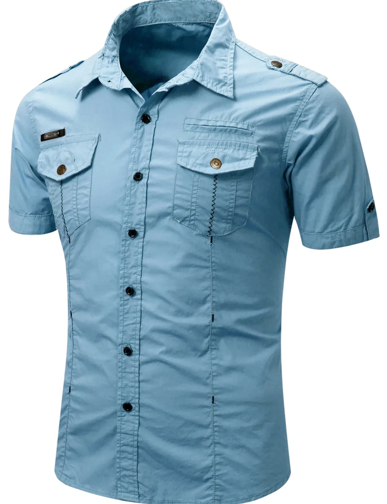 Short Sleeved Cotton Cargo Shirt