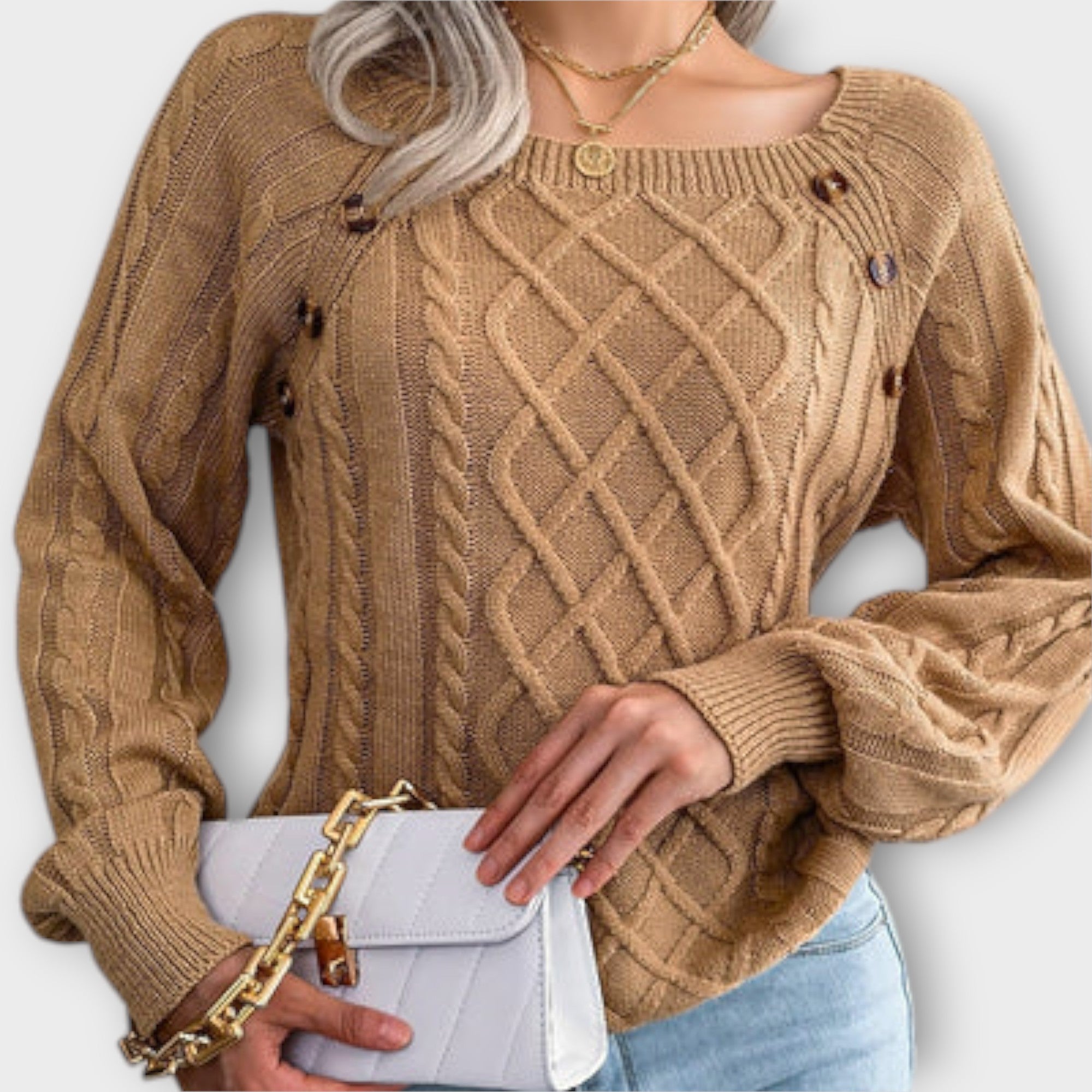 Malia Pletený Svetr S Knoflíky Elegantní Střih Pohodlí
