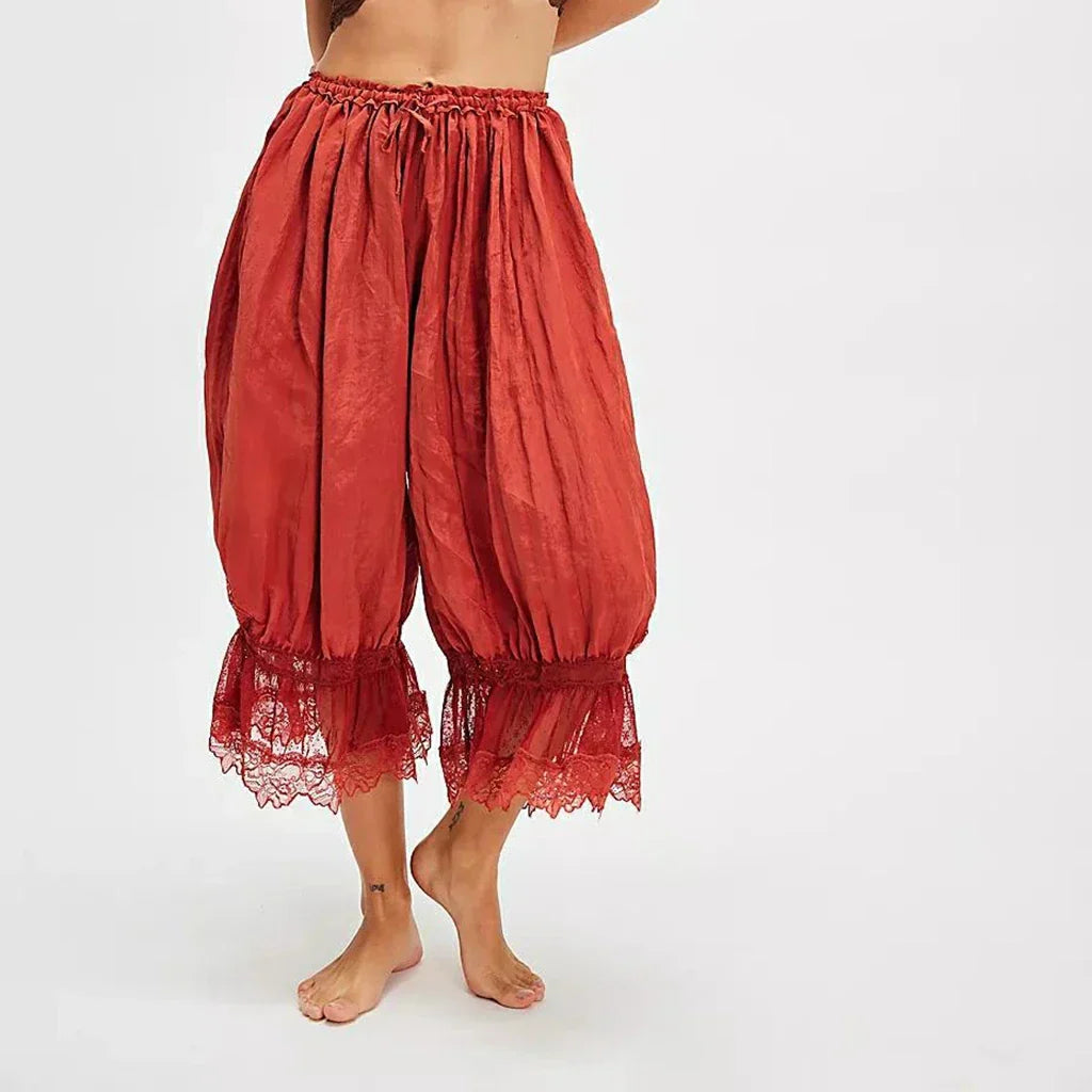 Boho Kalhoty S Krajkou Elegantní Volný Střih Dámské