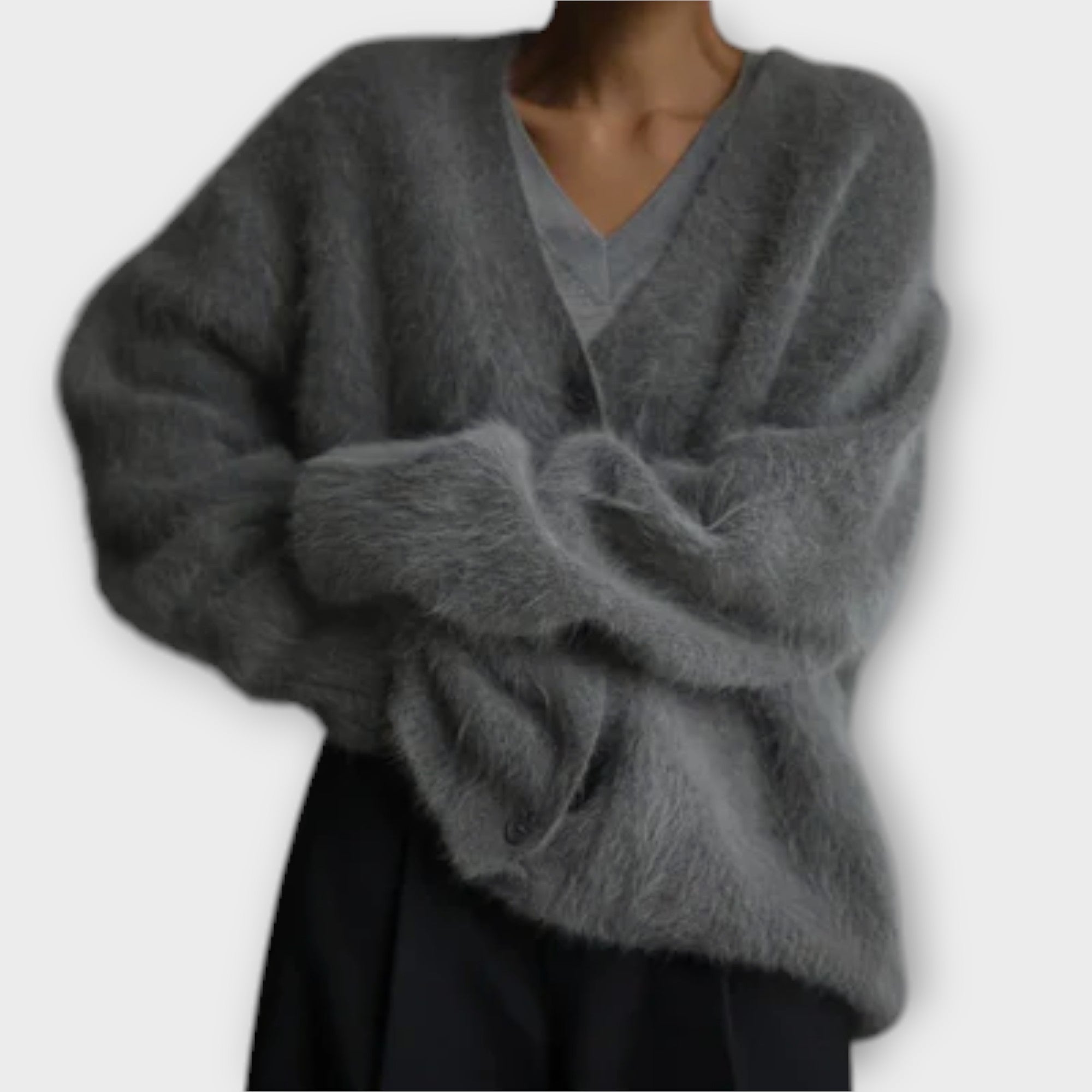 Δália Kardigan Polyesterová Směs Oversized Střih V Výstřih