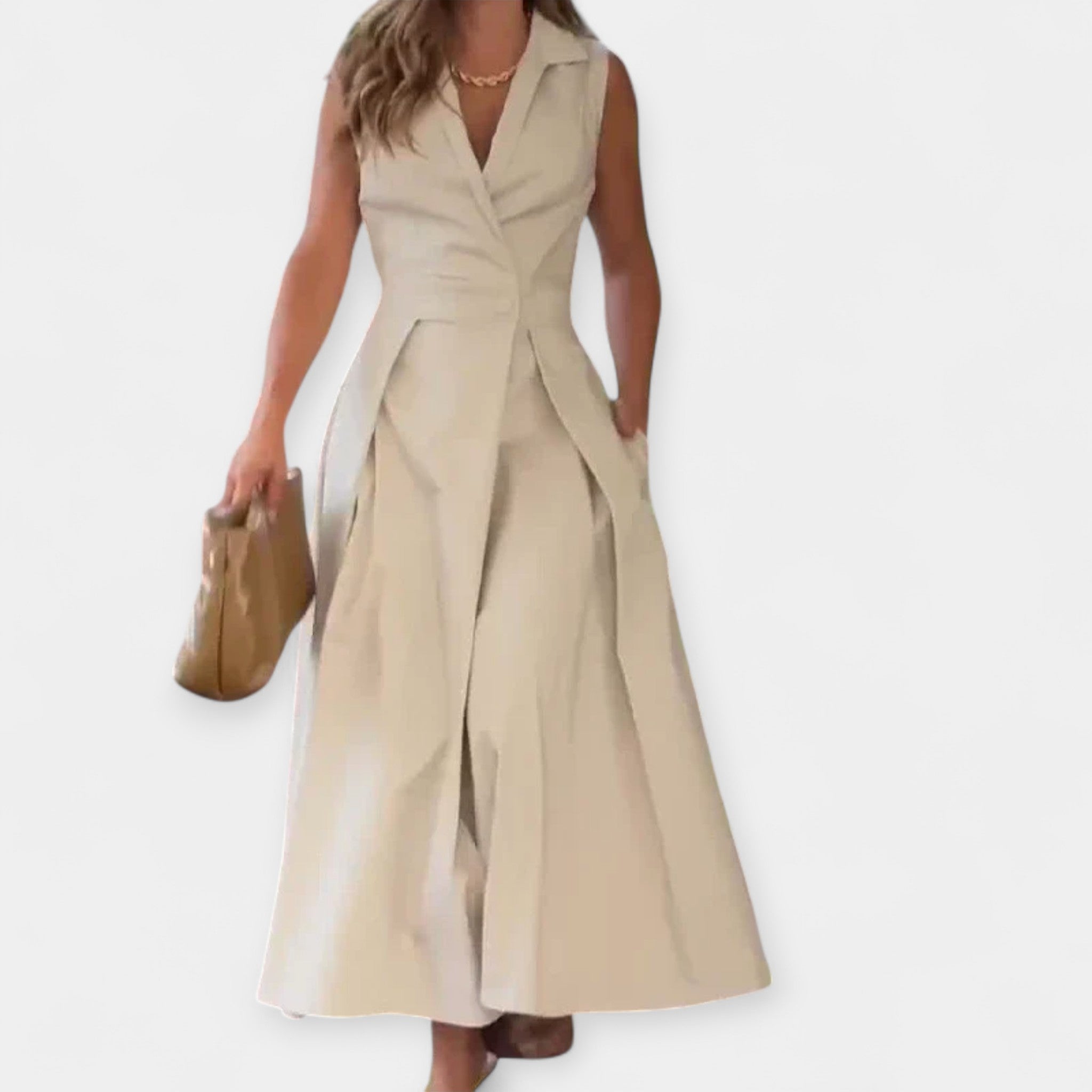 Midi Šaty S Límcem Aline Pohodlný Letní Elegantní Střih