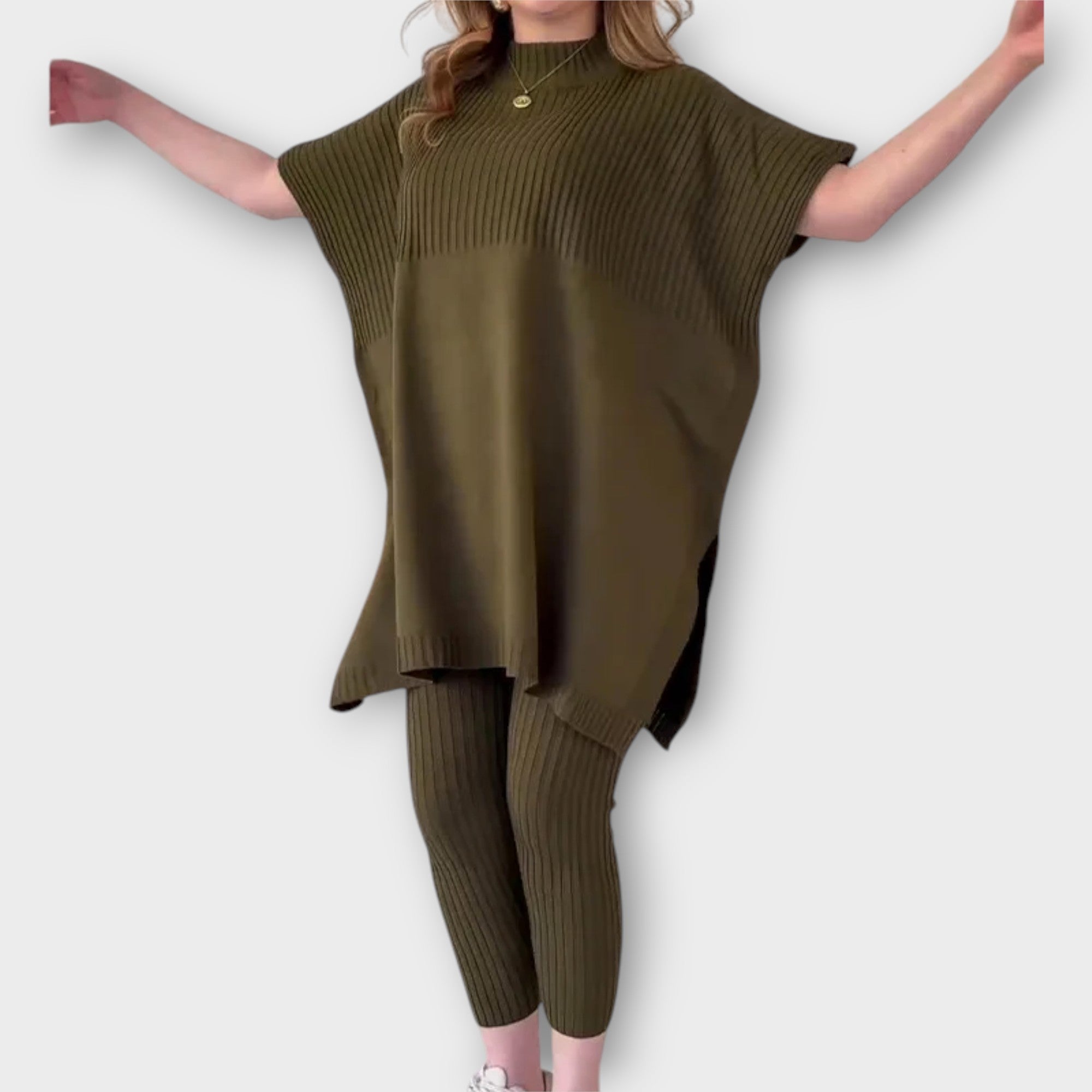 Elegantní Pletený Set S Pohodlným Střihem Pro Denní Nošení