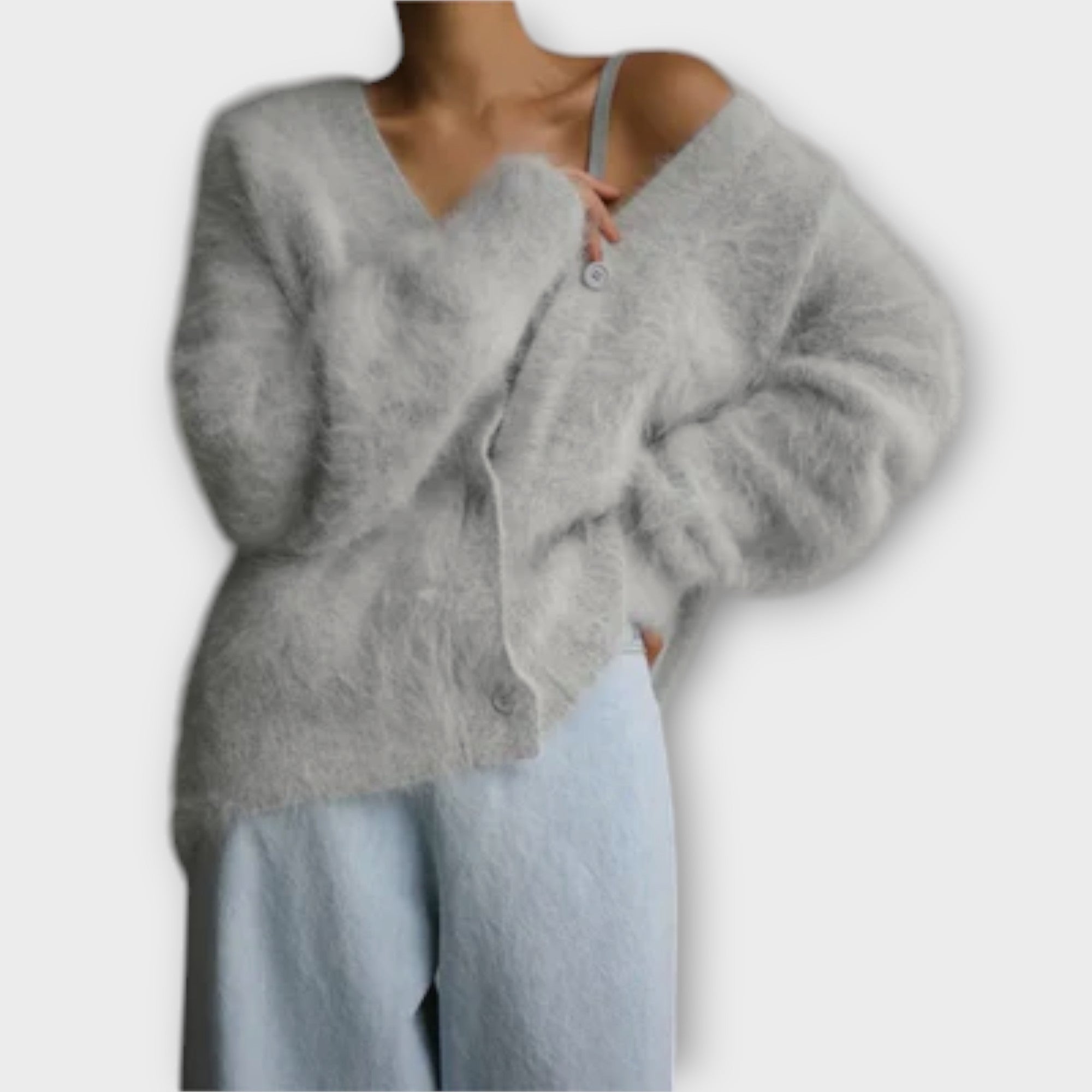 Δália Kardigan Polyesterová Směs Oversized Střih V Výstřih