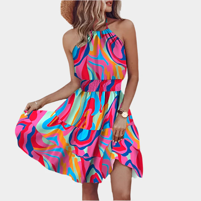 Smyslné Mini Šaty S Nepravidelným Vzorem A Bez Záda