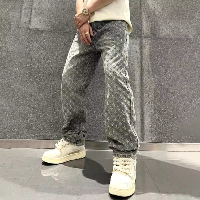 Jacquard Denim Džíny