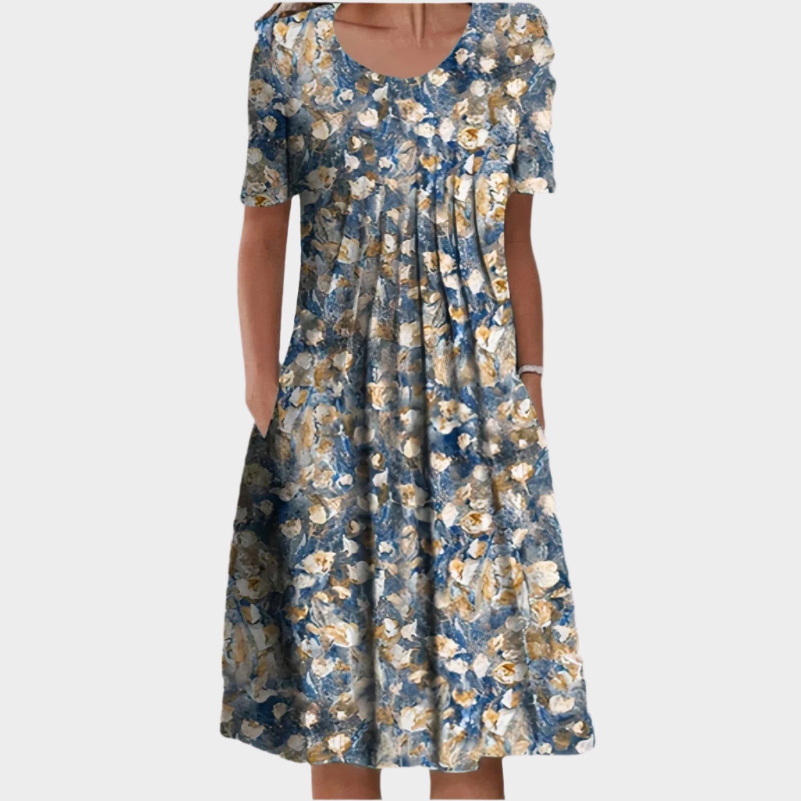 Letní Šaty s Jemným Květinovým Vzorem Volný Střih Elegantní