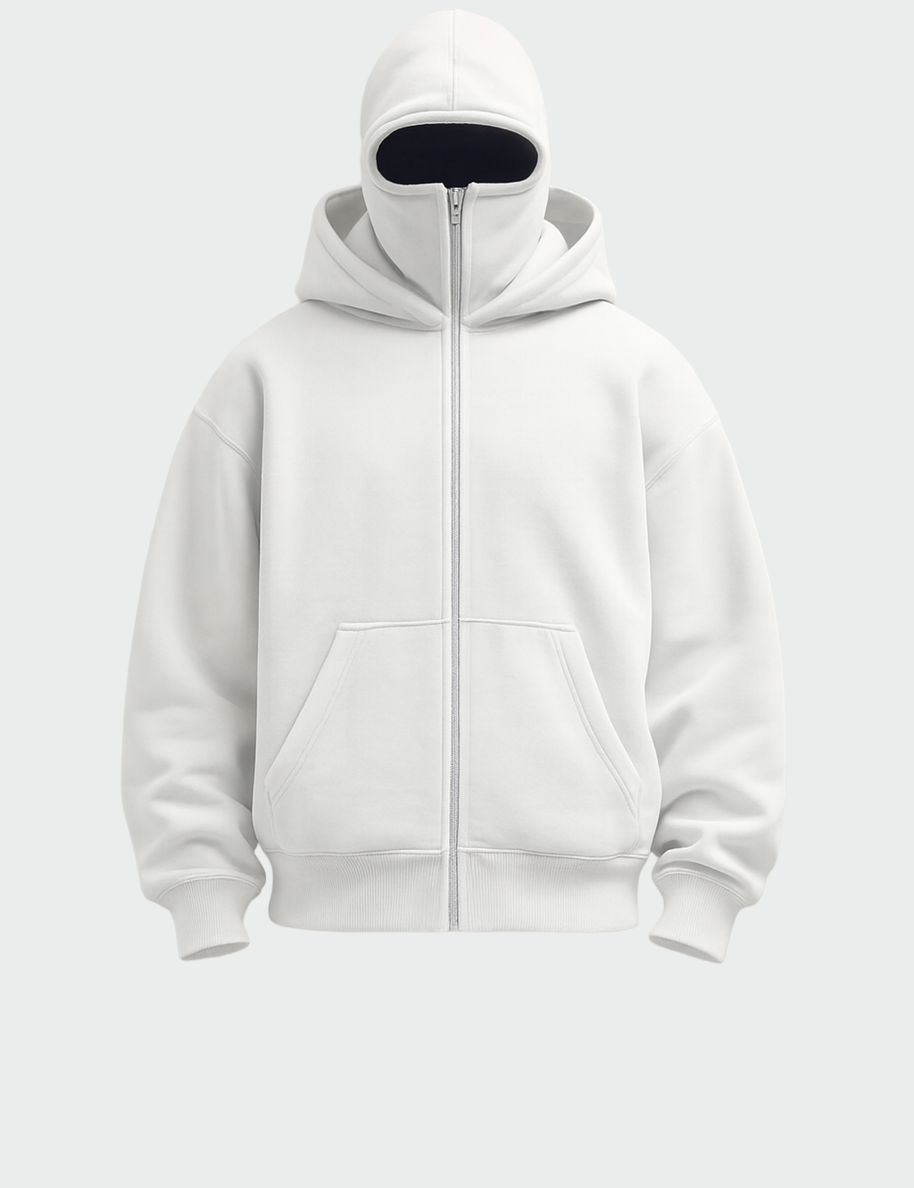 Černá Unisex Mikina S Kapucí Oversized Zip Městský Streetwear