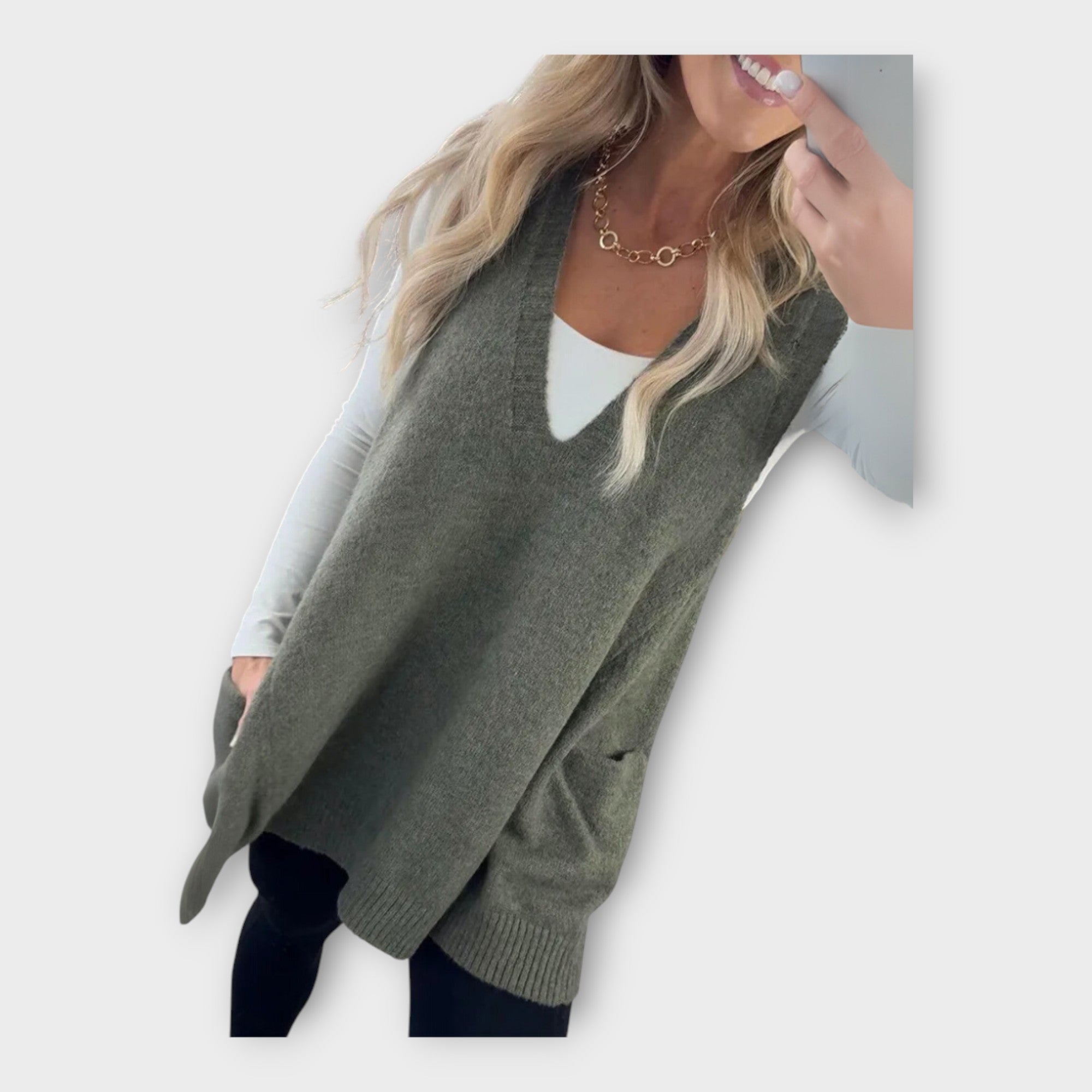 Pletená Vesta s Volným Střihem Elegantní Univerzální