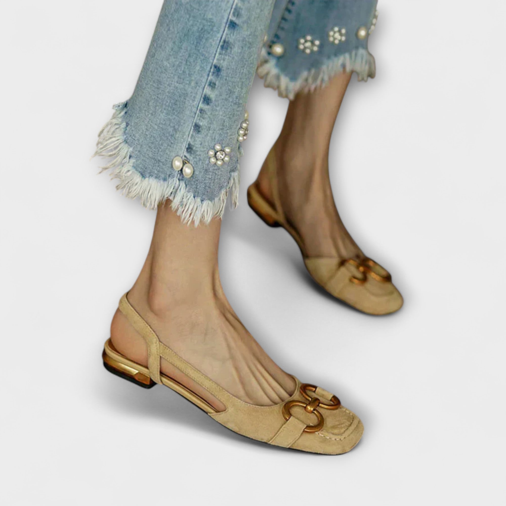 Sandály Arlena S Zlatou Přezkou Slingback Luxus Elegance
