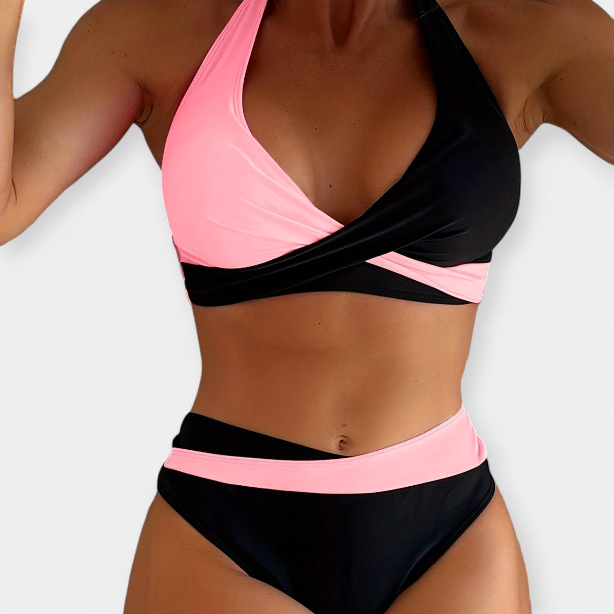 Překřížený Výstřih Bikini Dvoudílné Plavky U Krku Letní