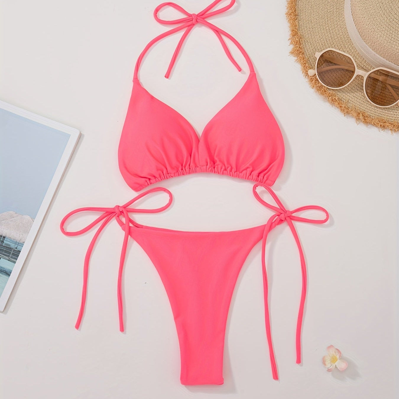 Halter Bikini S Vřezem Kalhotek Pro Ženy Elegantní Plavky