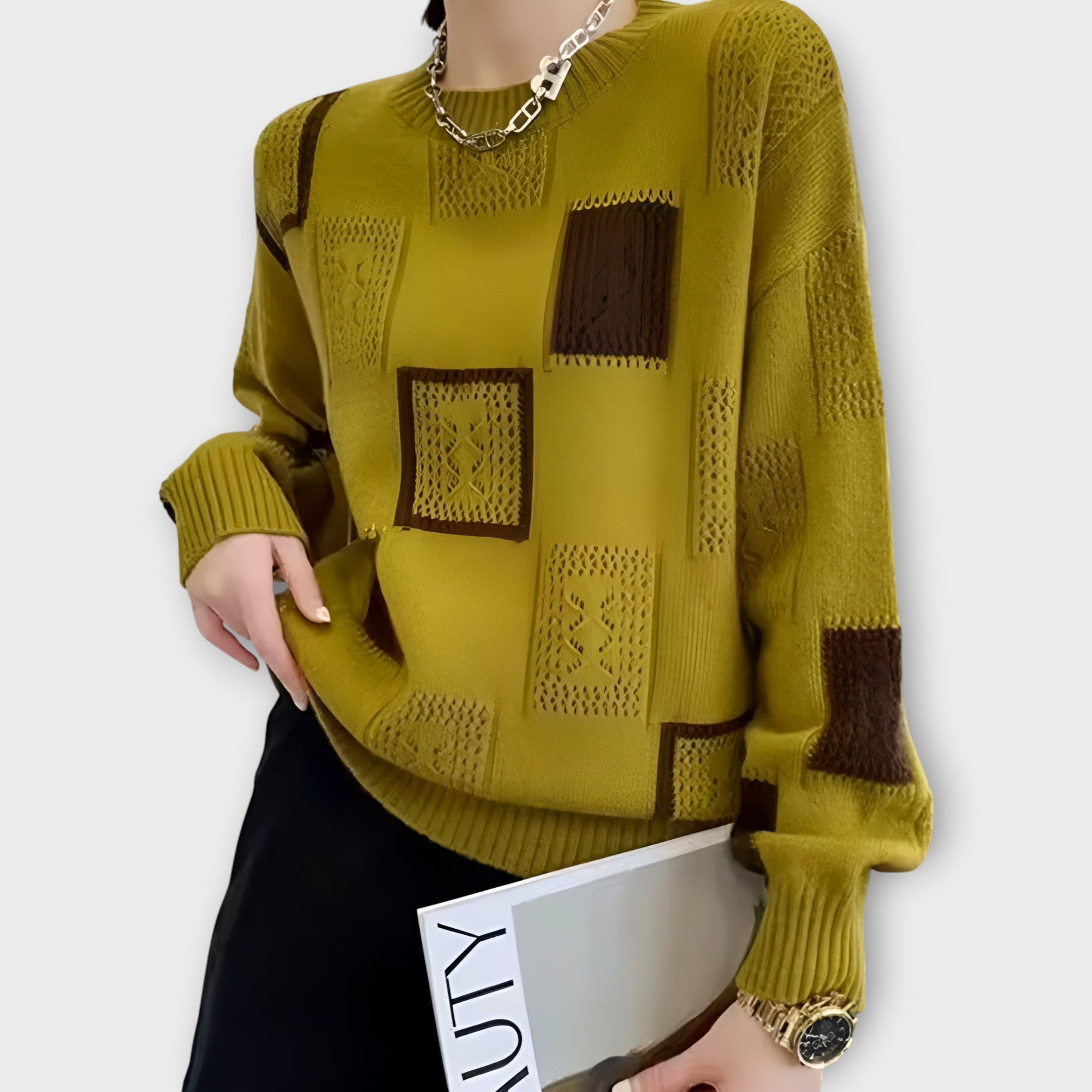 Svetr S Elegantním Vzorem Nadčasovým Stylem Denní Nošení
