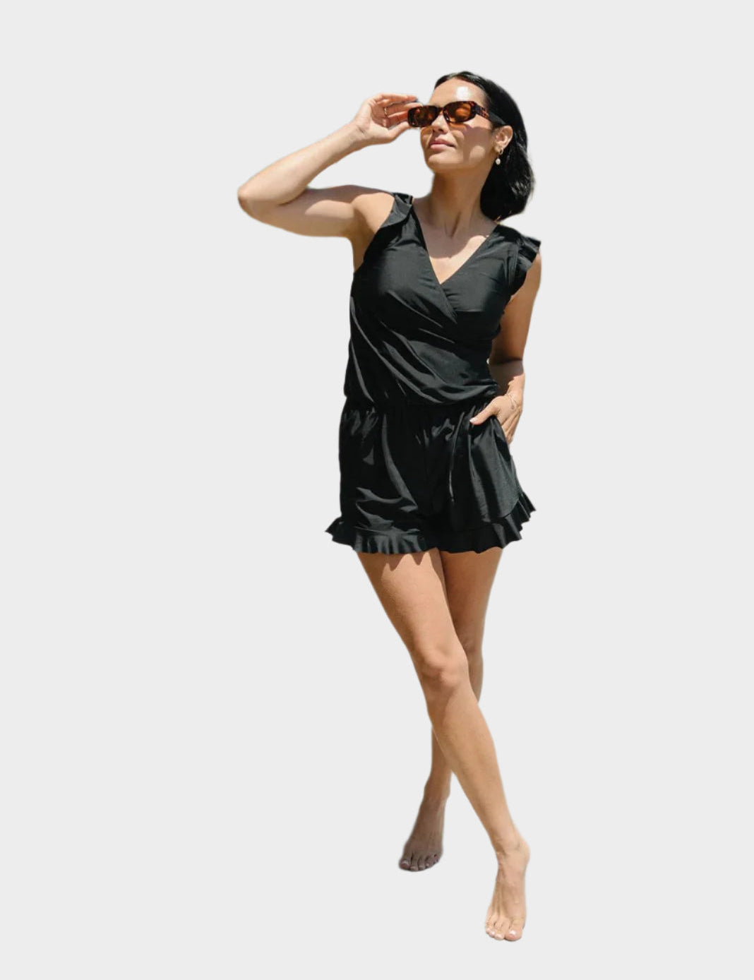 Elegantní Plavky S Volány A Oporou Prsou Se Vázaným Pásem